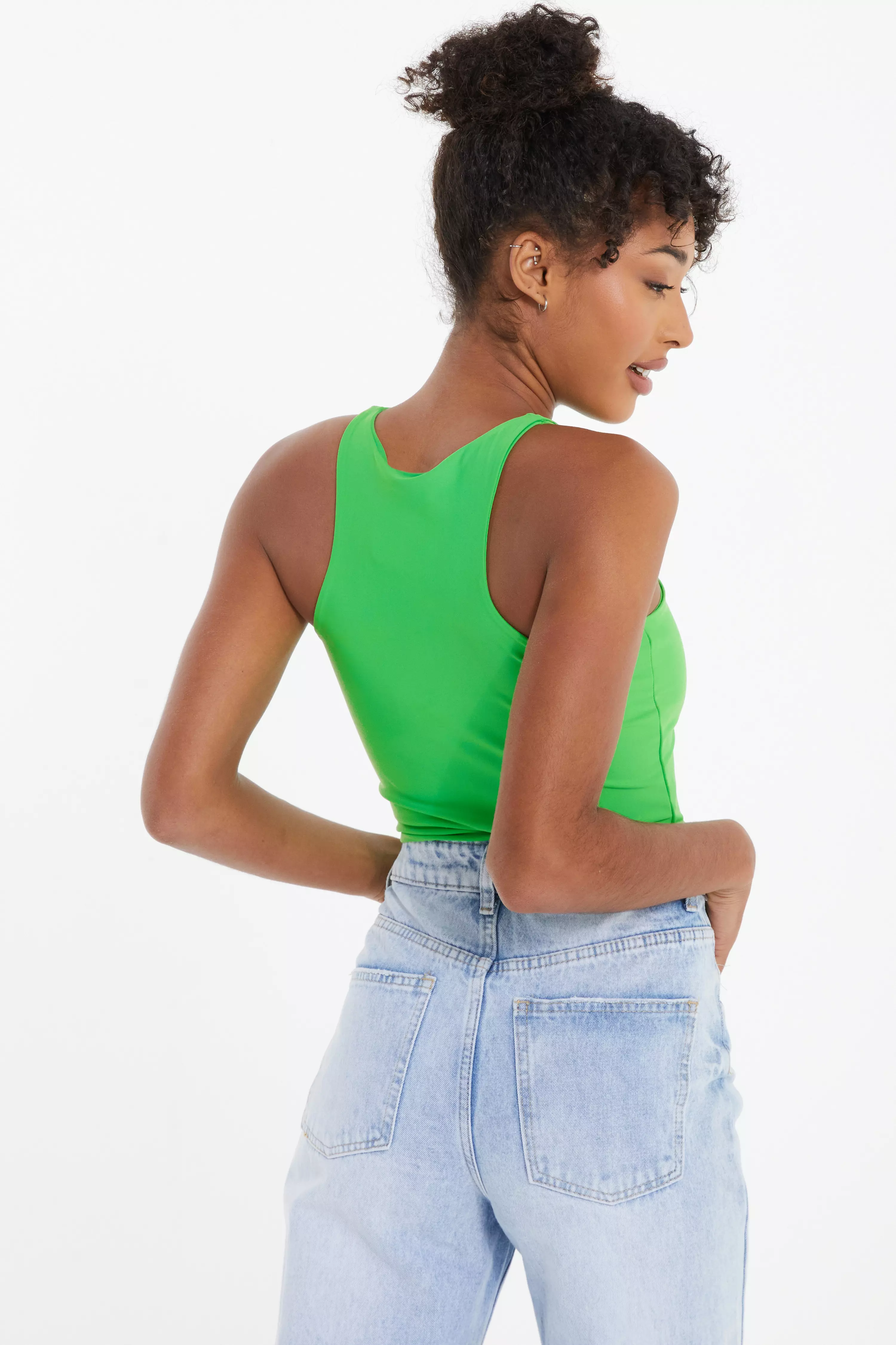 Green Racer Crop Top