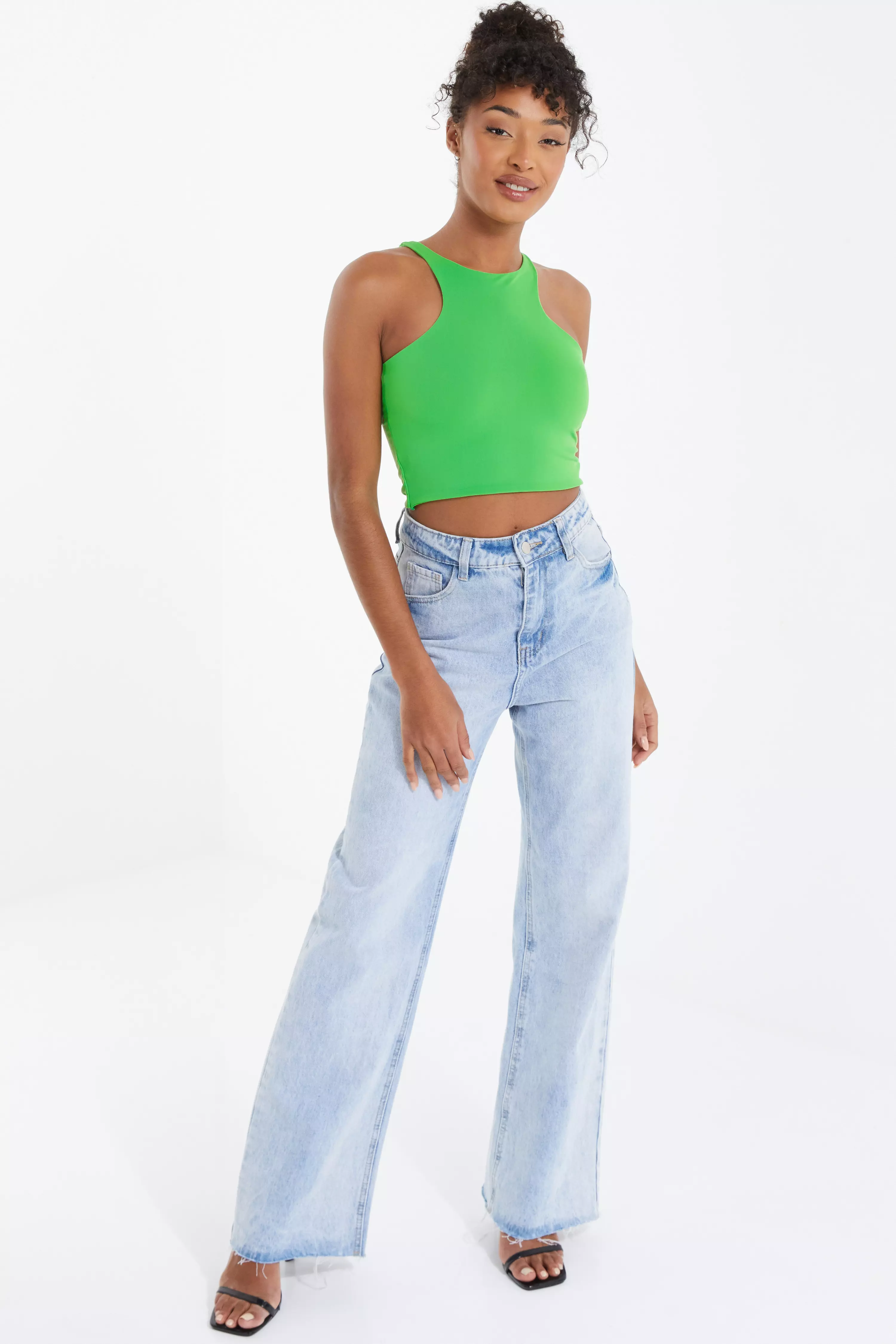 Green Racer Crop Top