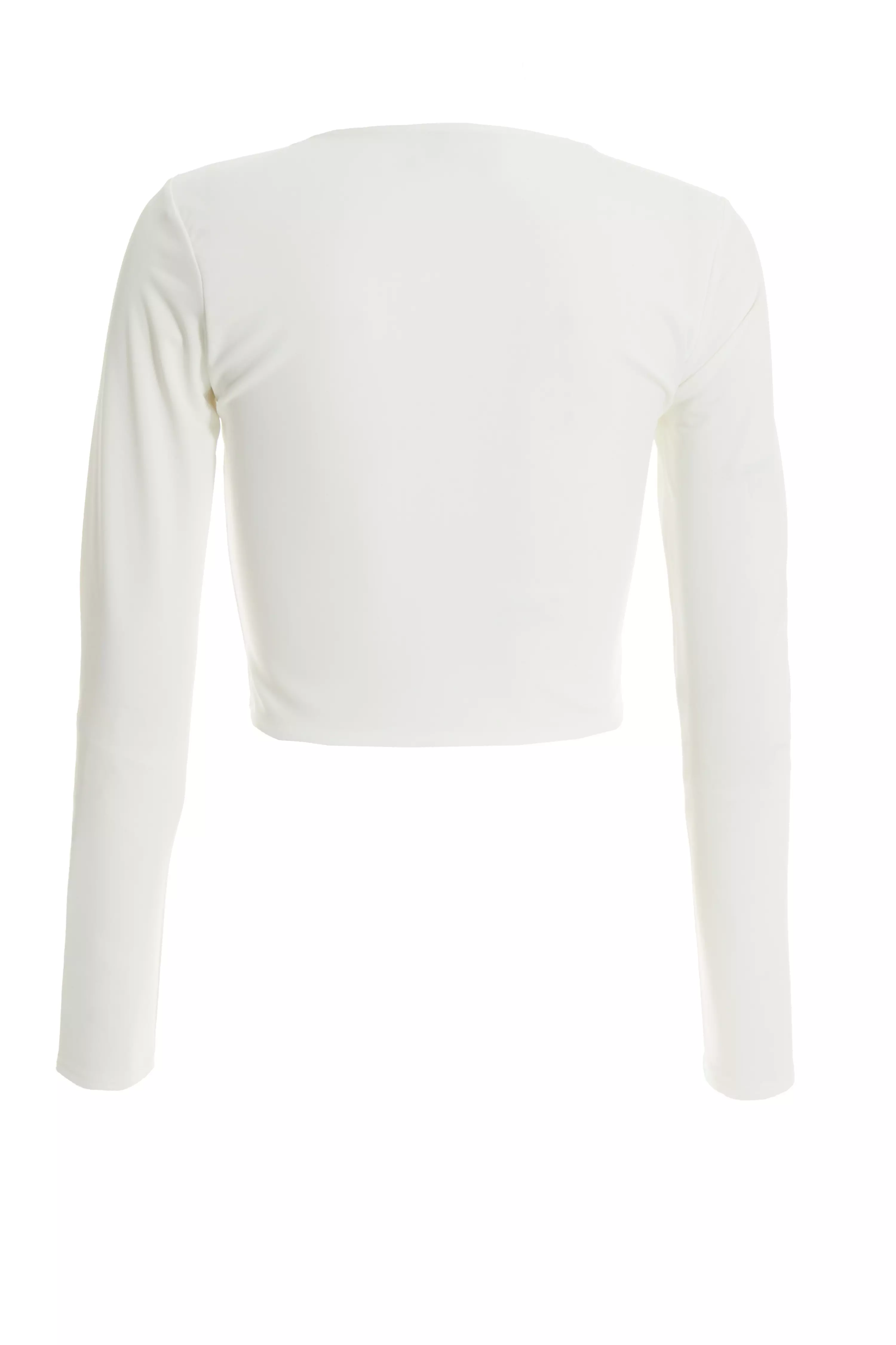 White Long Sleeve Crop Top