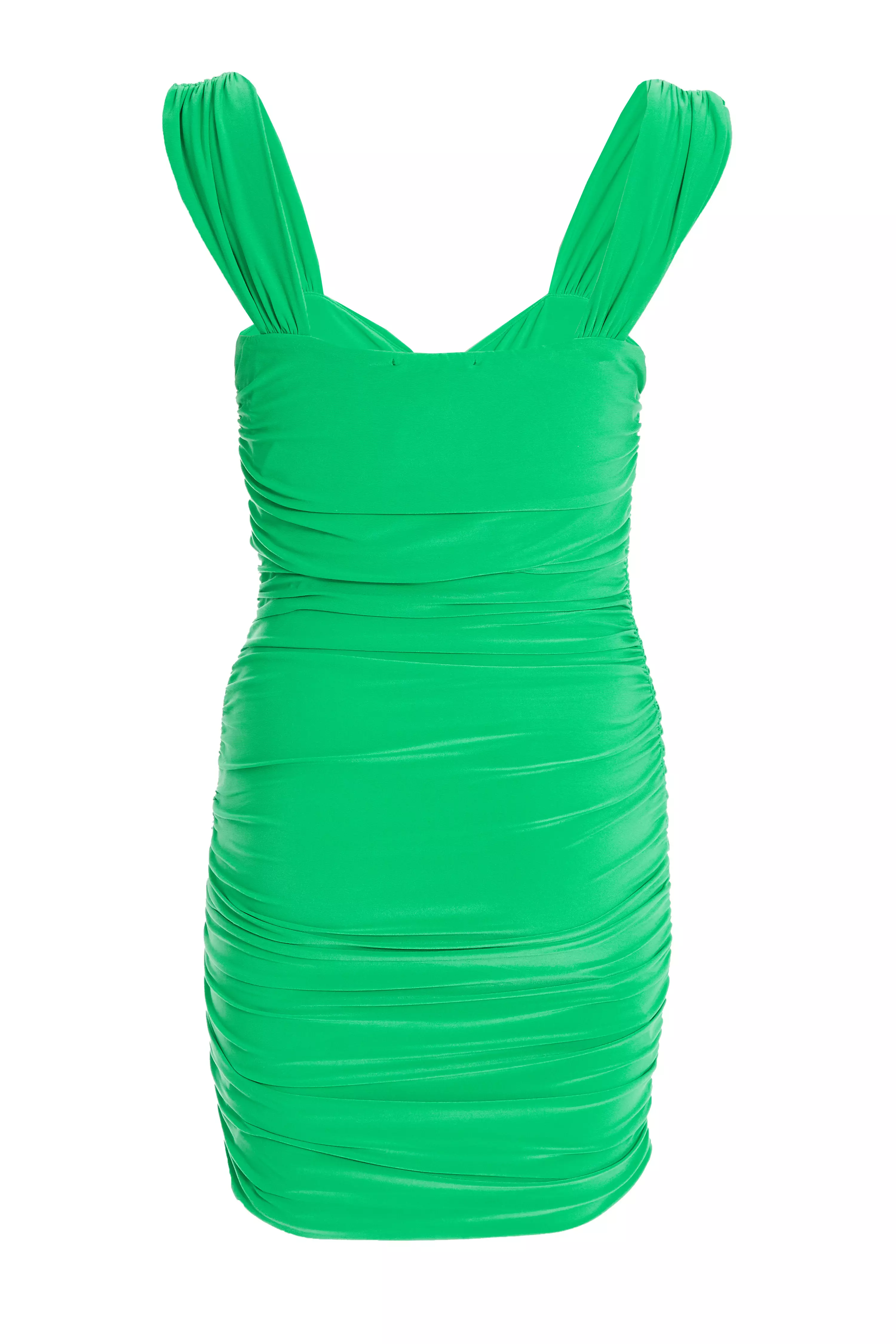 Green Ruched Bodycon Mini Dress