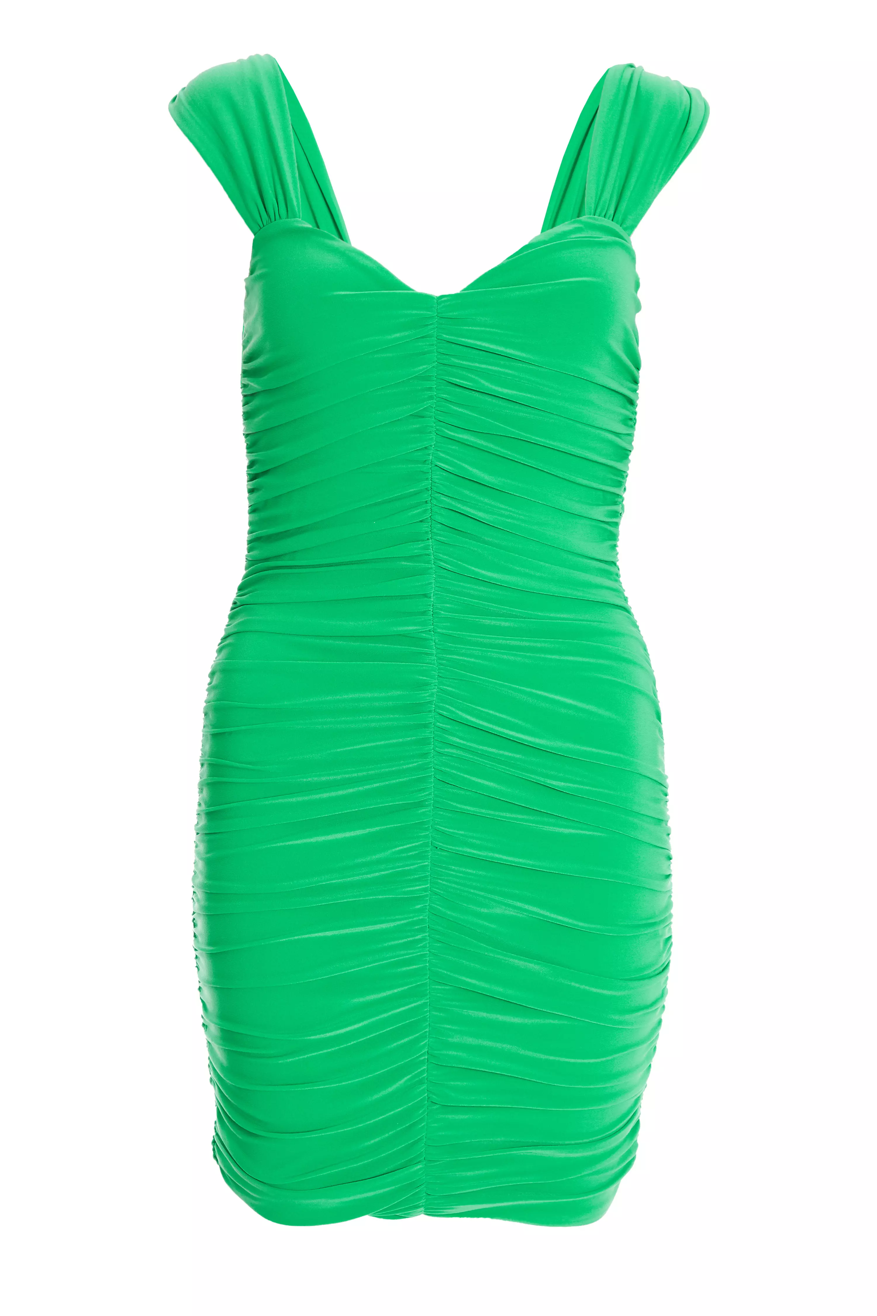 Green Ruched Bodycon Mini Dress