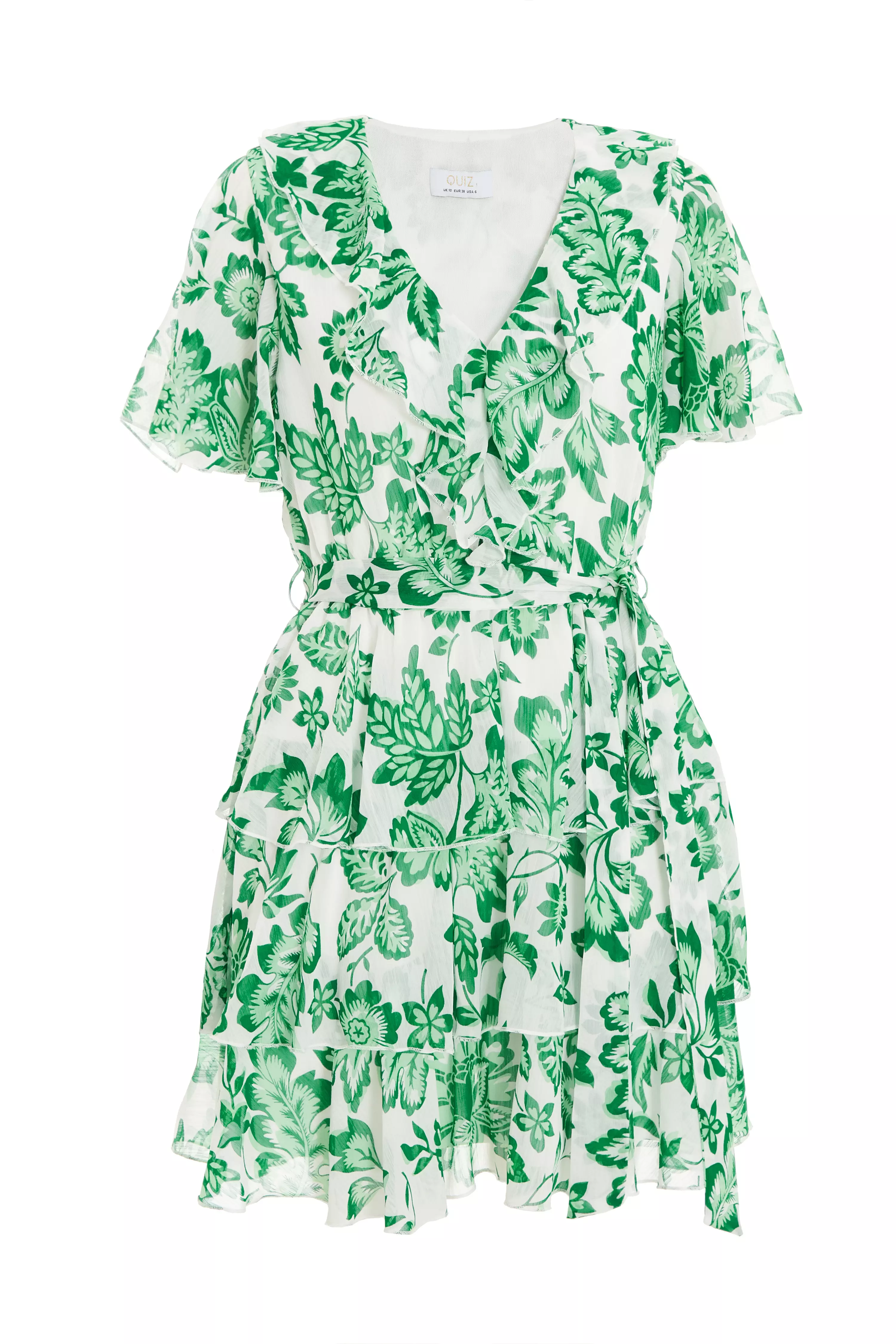 Green Tropical Print Skater Dress