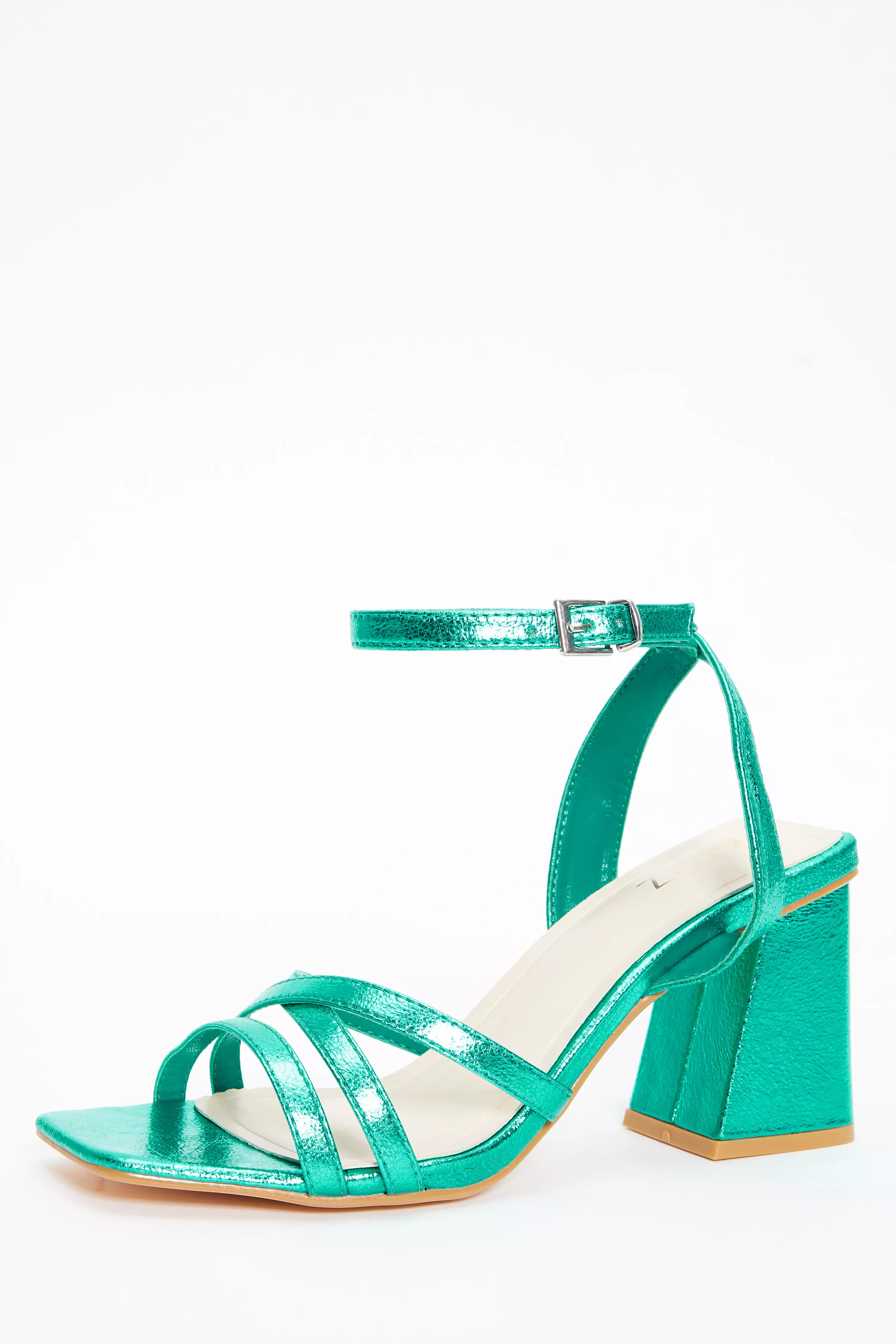 Aqua Cross Strap Block Heeled Sandals