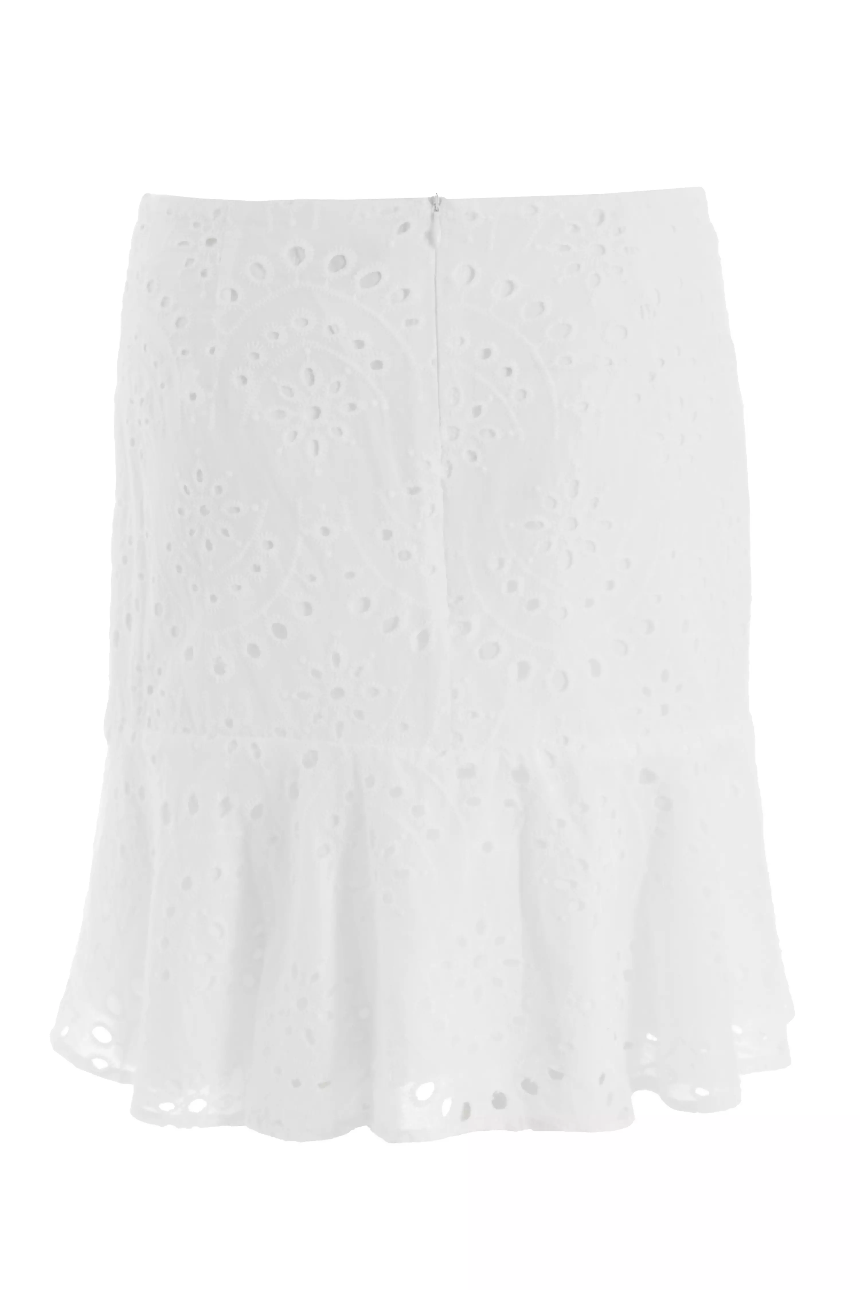 White Broderie Flip Mini Skirt
