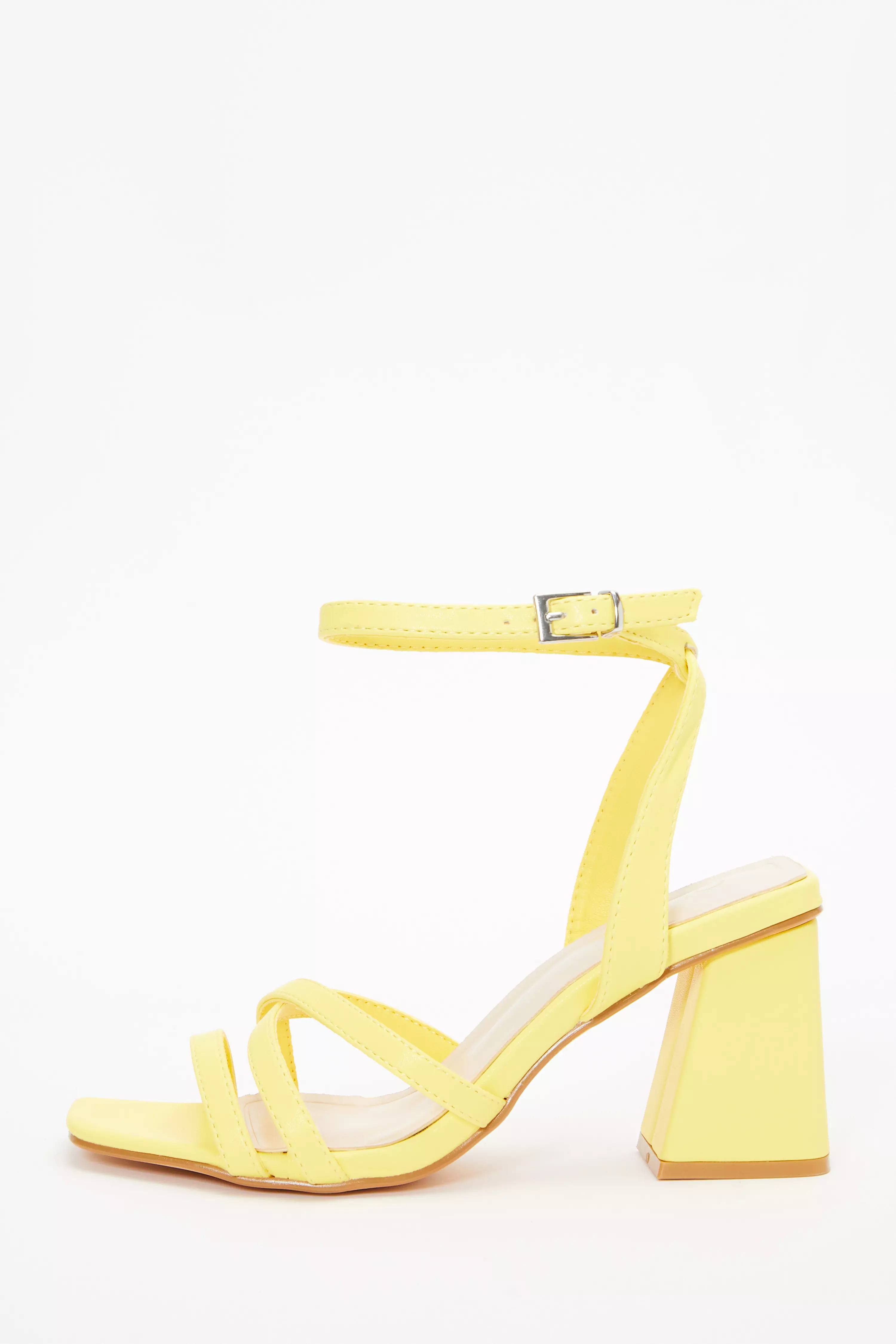 Yellow block store heel sandals uk