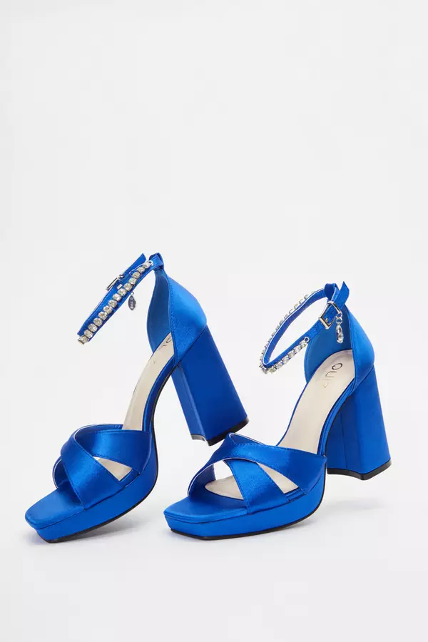Royal Blue Platform Heeled Sandals