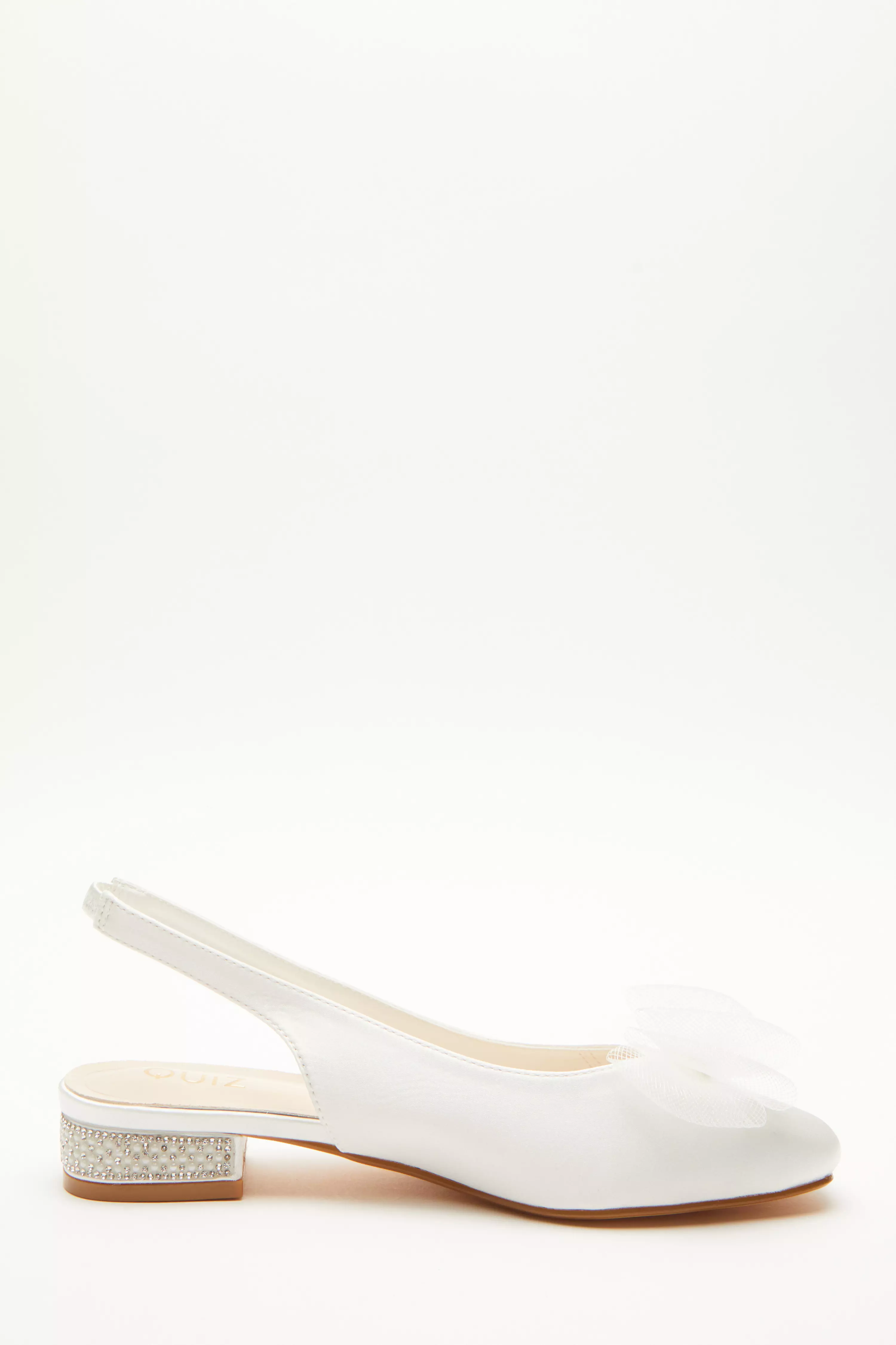 Bridal White Satin Bow Flat Pumps