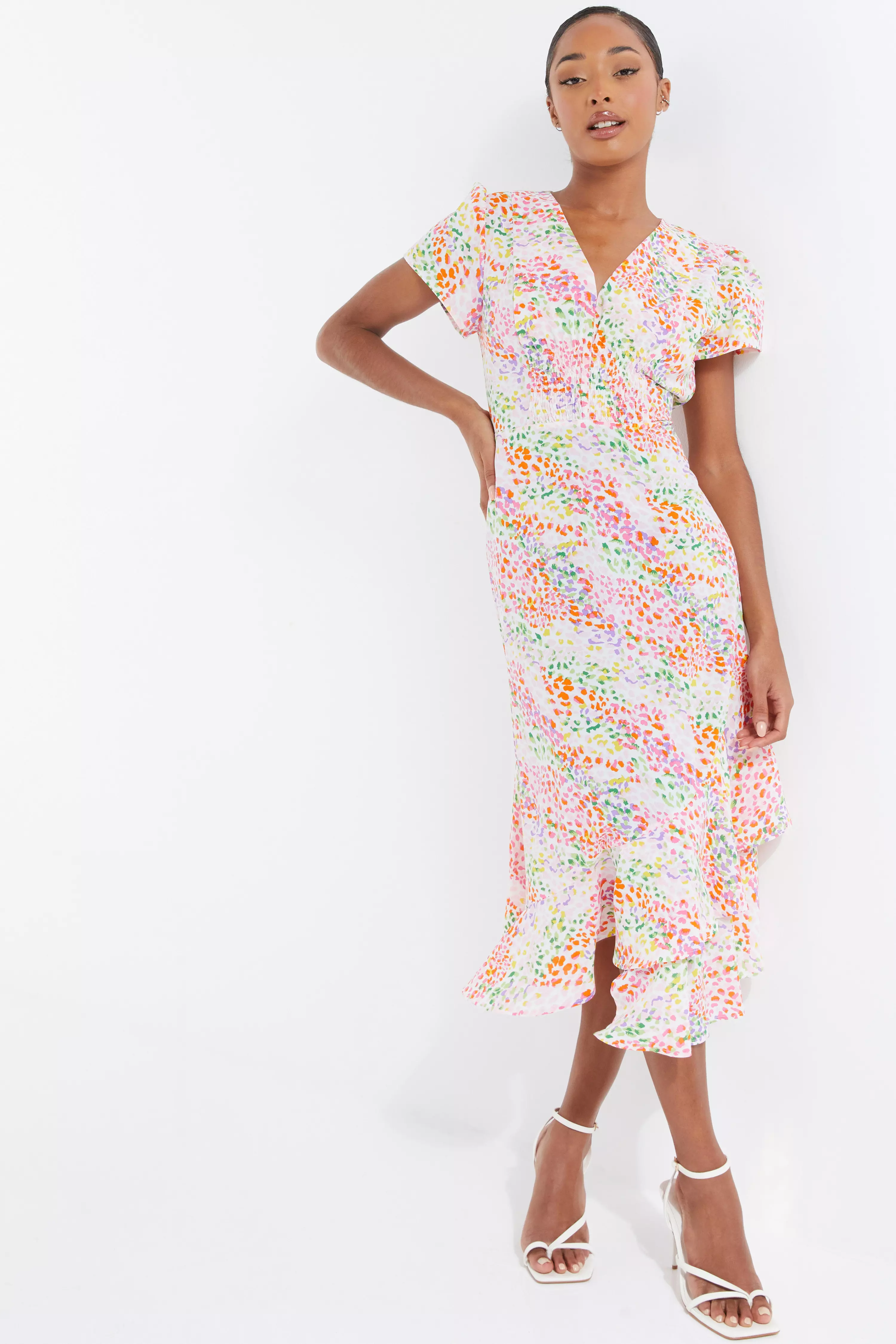 Multicoloured Animal Print Midi Dress