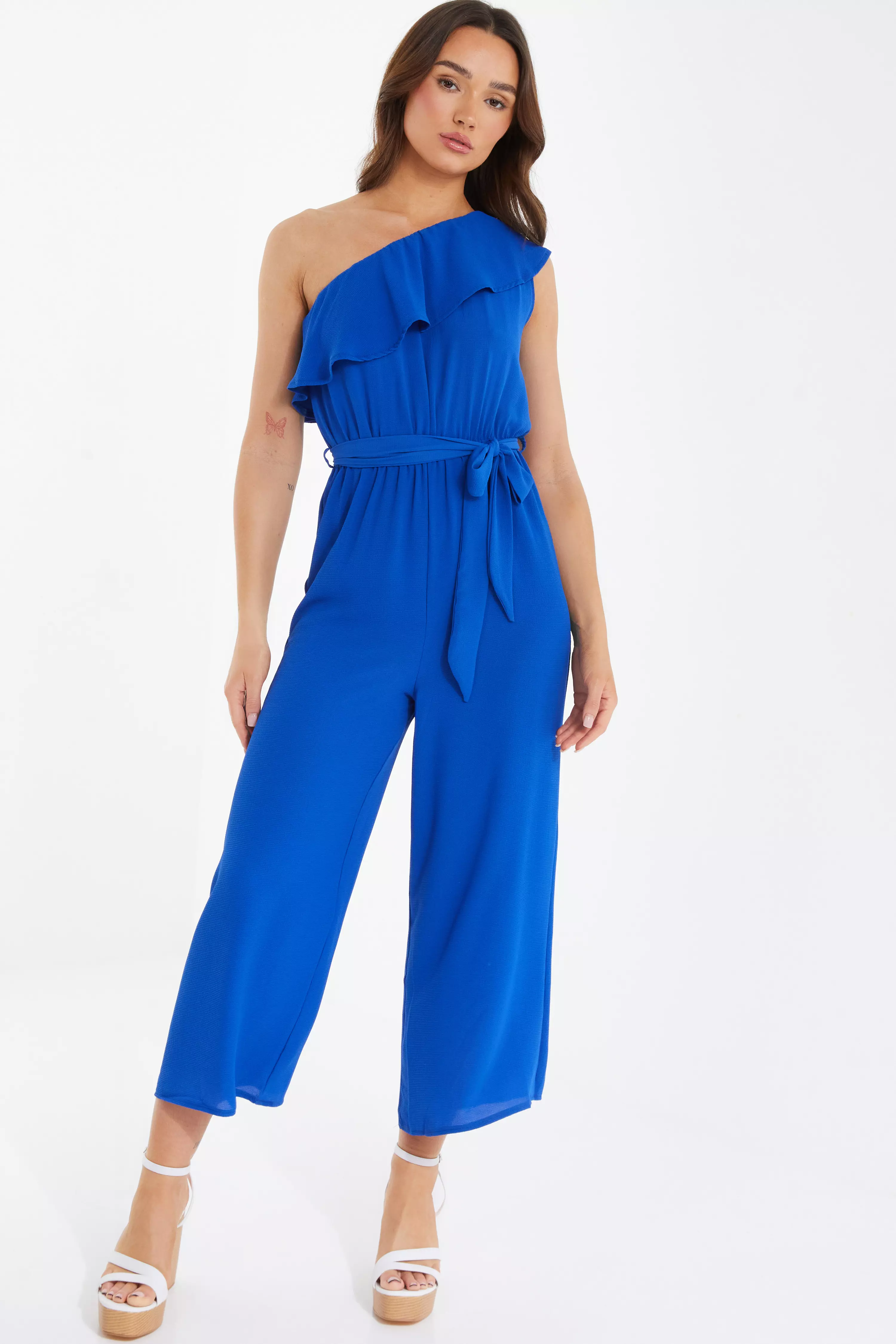 Women's One-Shoulder Crepe Jumpsuit