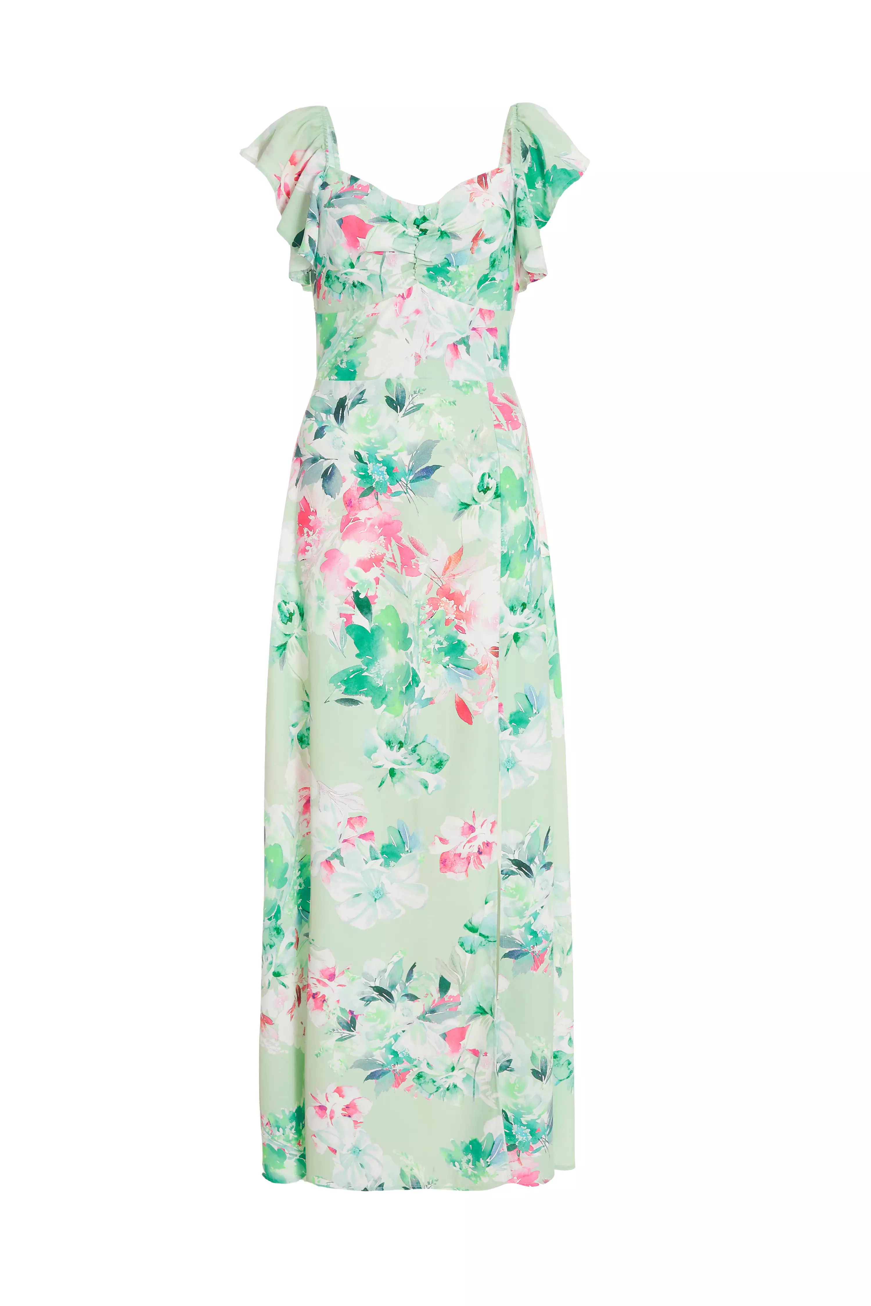 Sage Floral Split Maxi Dress