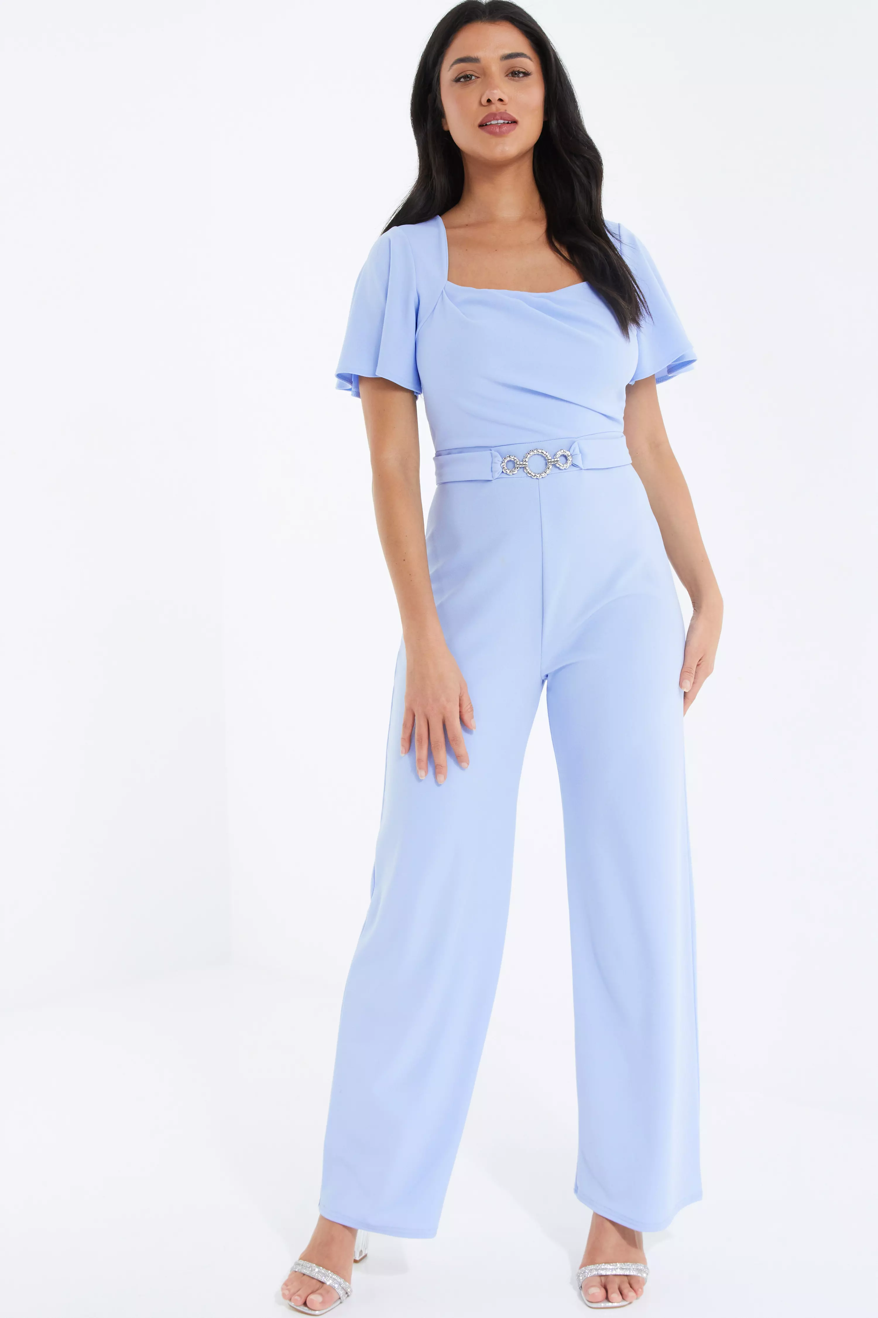 Blue Buckle Palazzo Jumpsuit