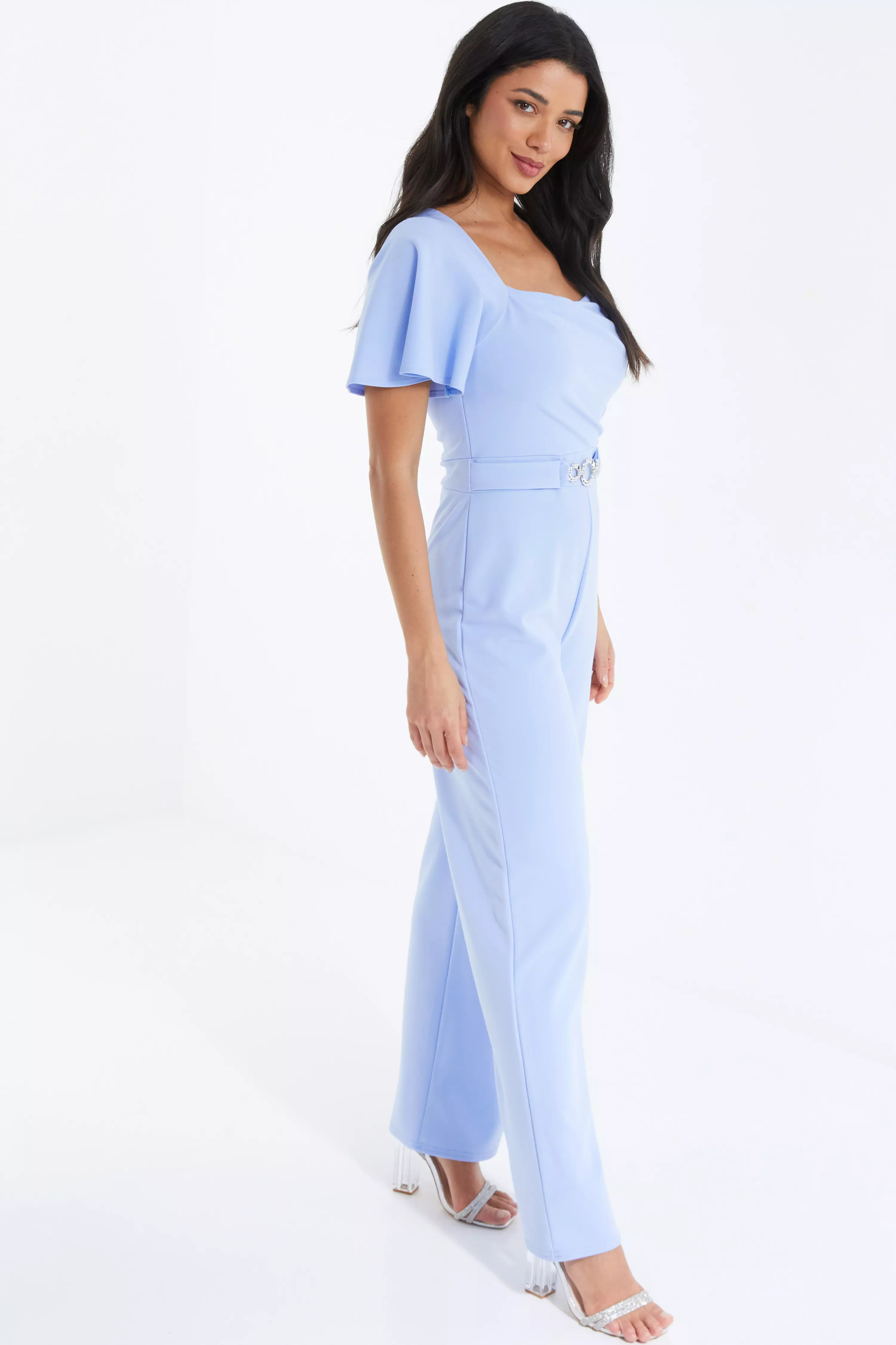 Blue Buckle Palazzo Jumpsuit