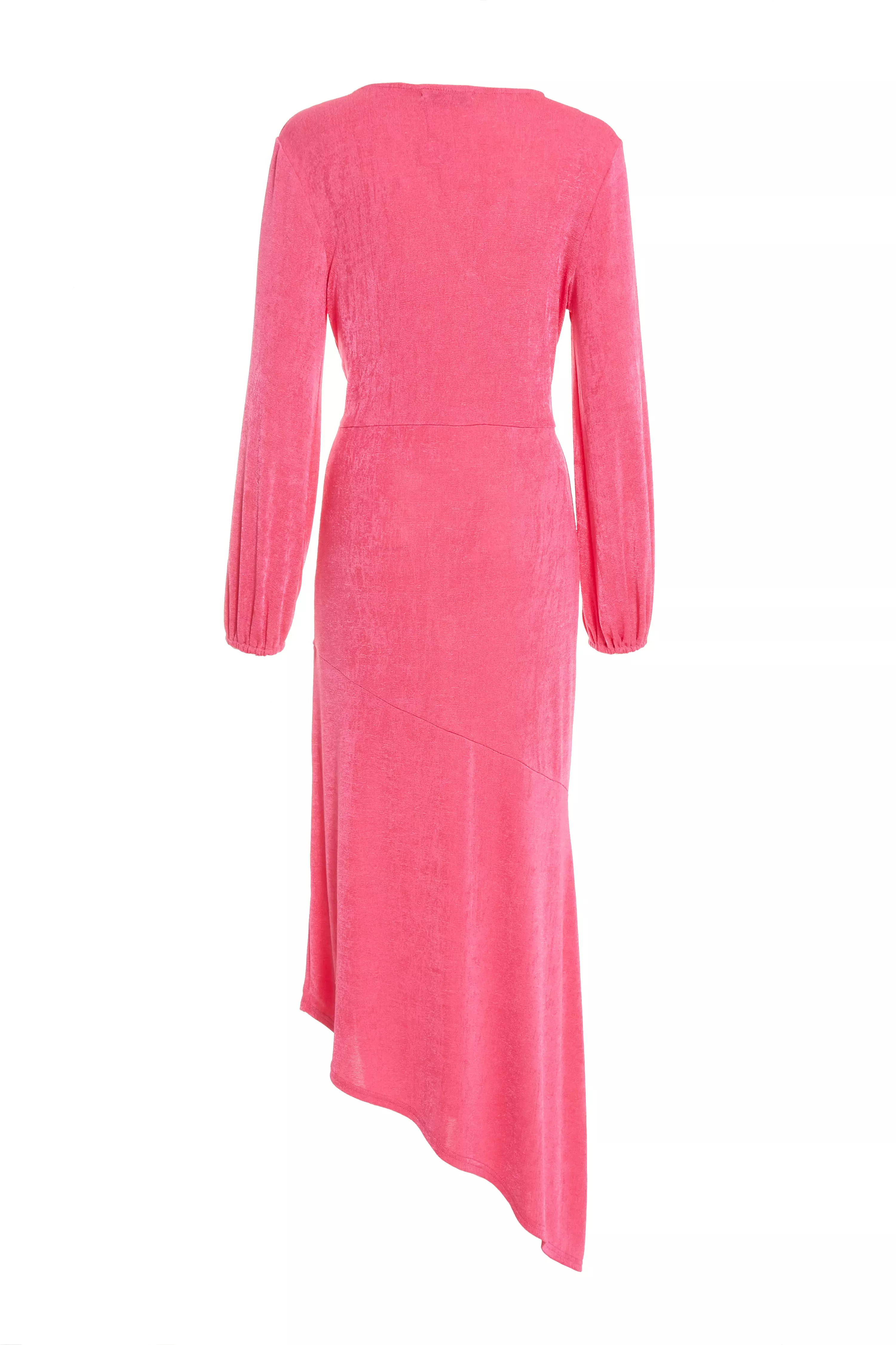 Pink Slinky Long Sleeve Maxi Dress
