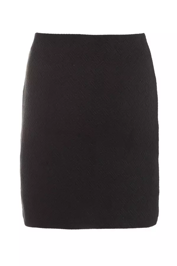 Black Crossover Textured Bodycon Mini Skirt