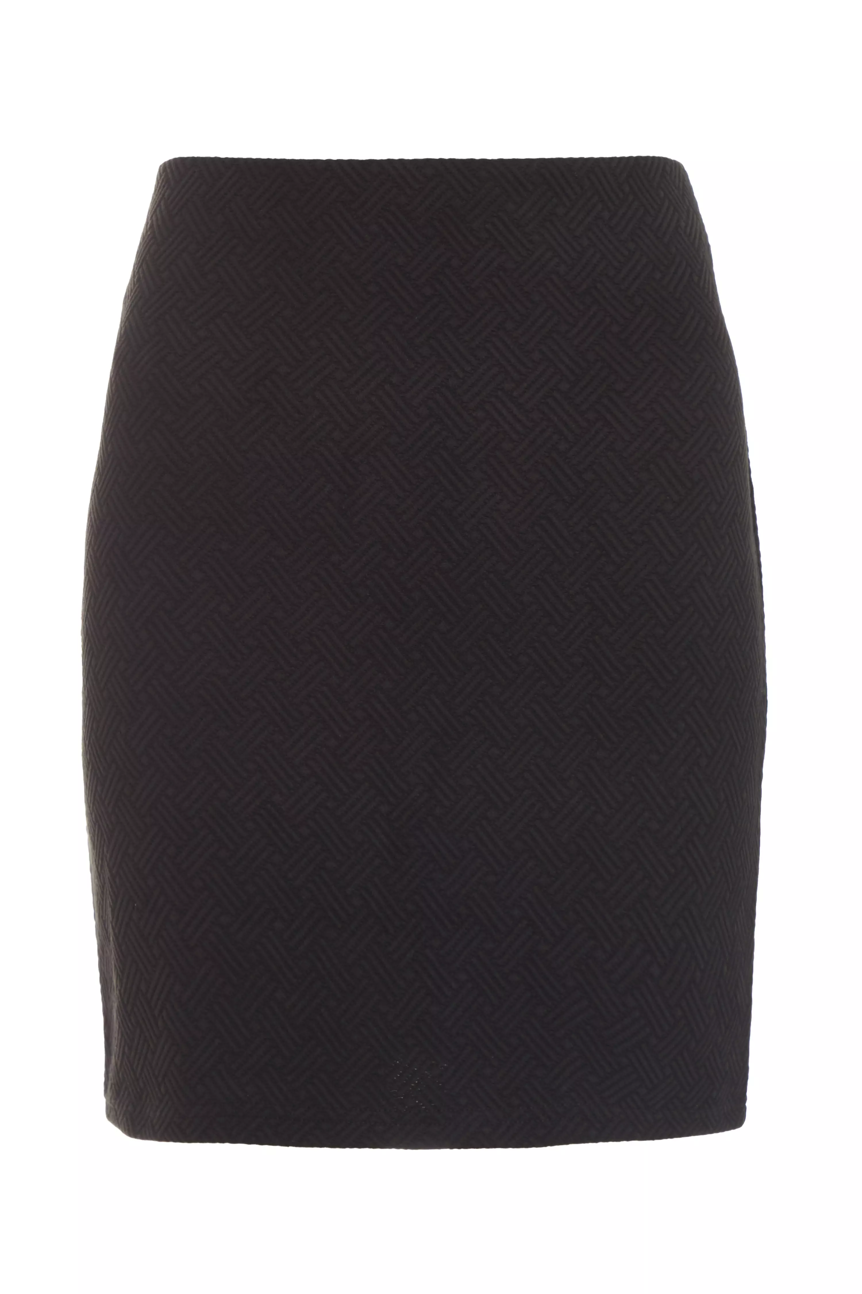 Black Crossover Textured Bodycon Mini Skirt