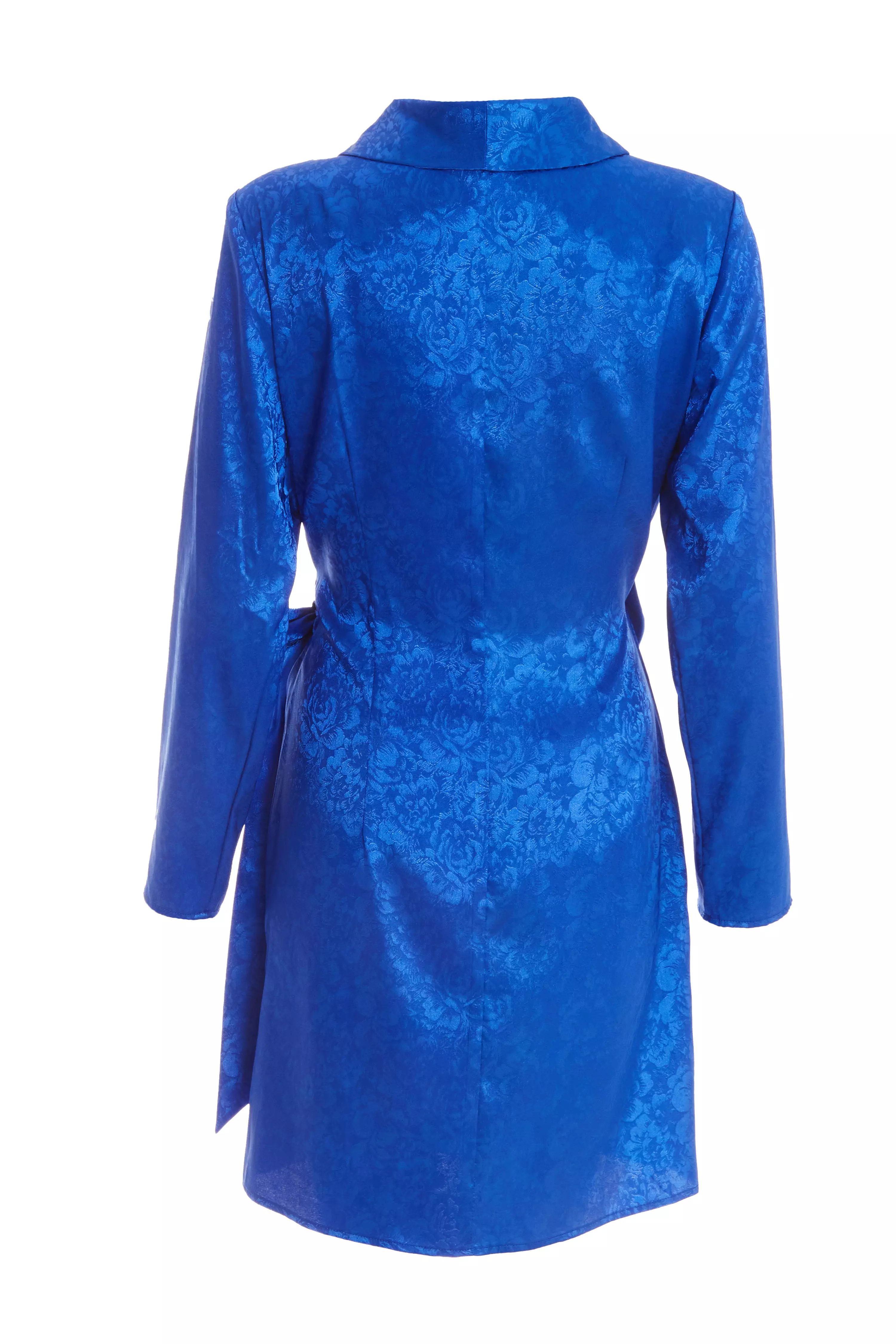Royal Blue Satin Jacquard Mini Dress