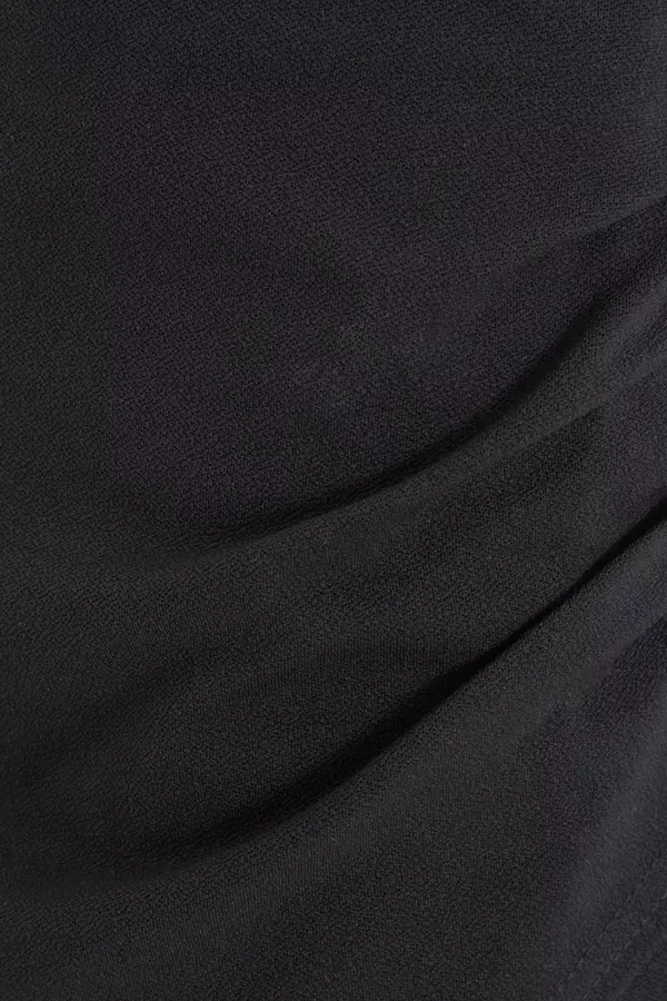 Black Ruched Wrap Mini Skirt