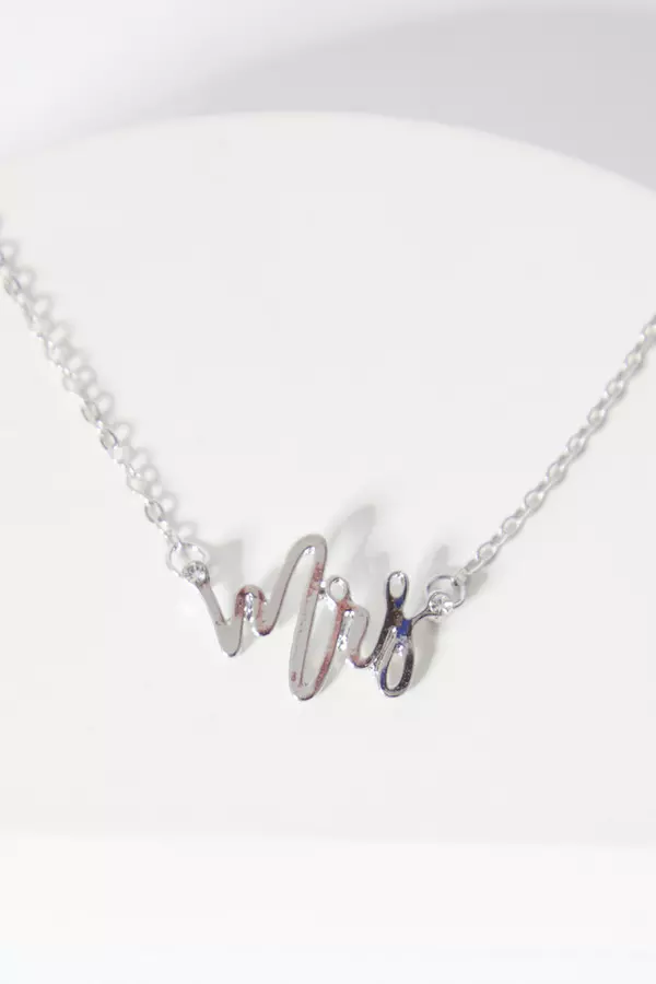 Bridal Silver 'Mrs' Necklace