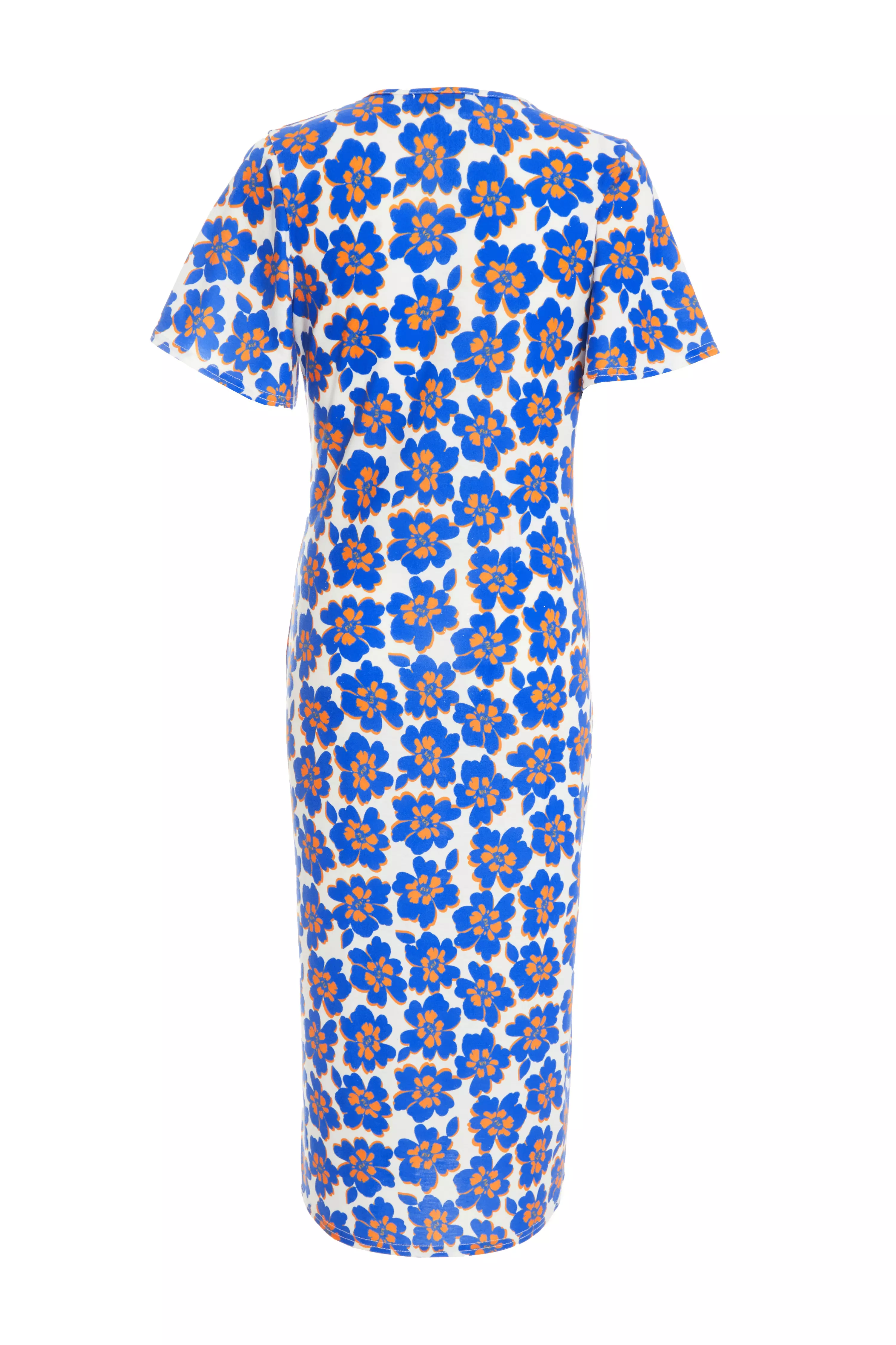 Royal Blue Floral Midi Dress