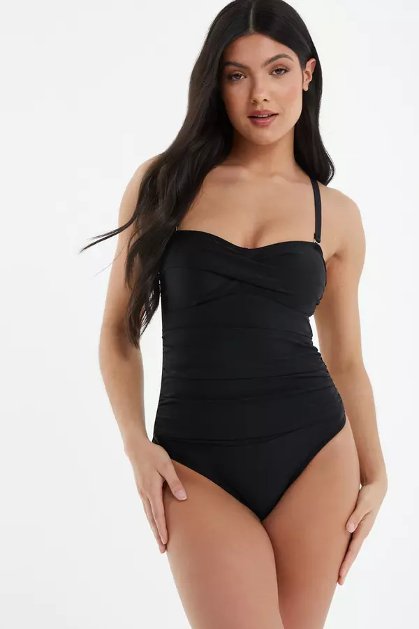 Black Wrap Front Swimsuit