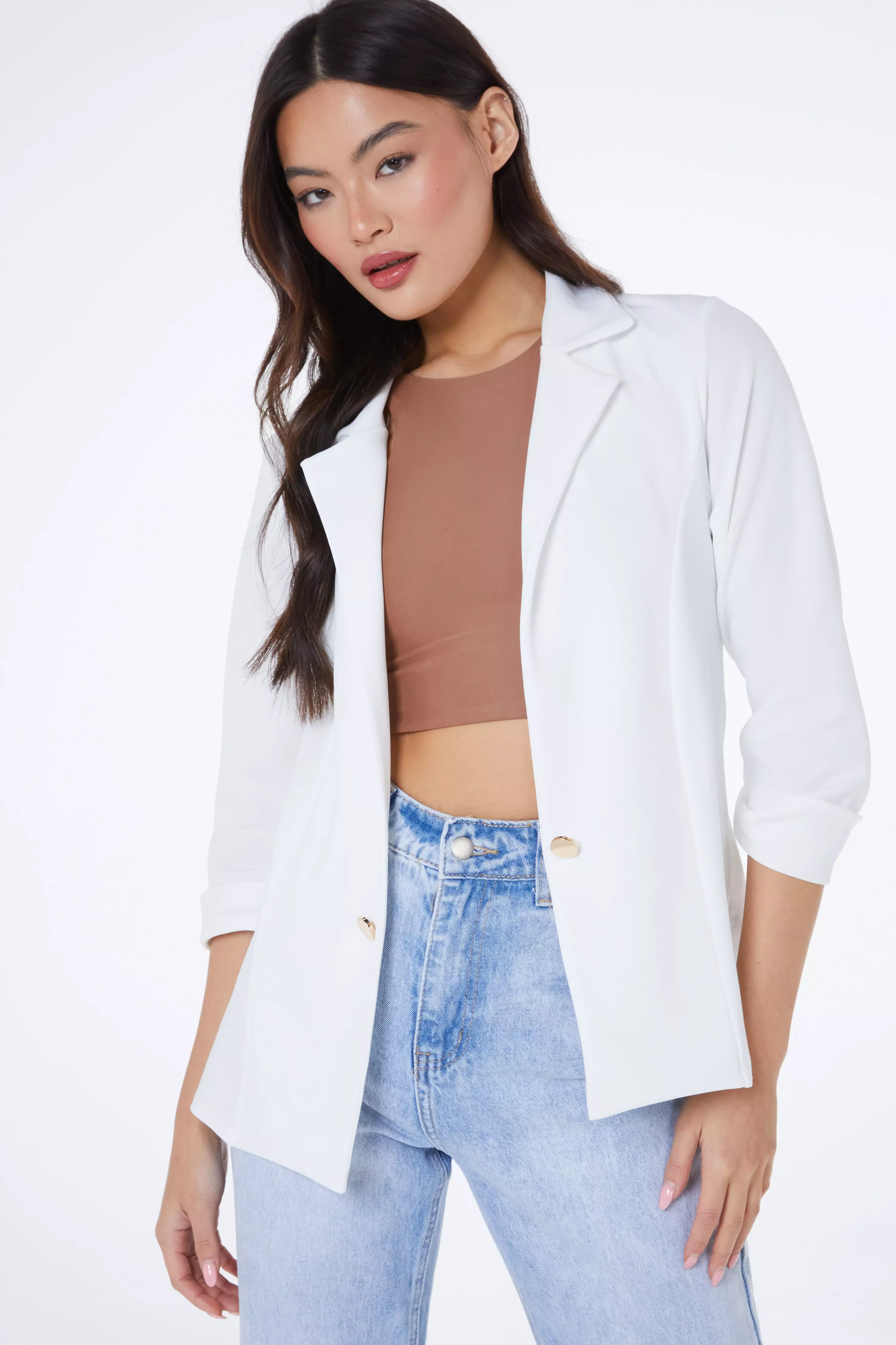 White Buttoned Blazer