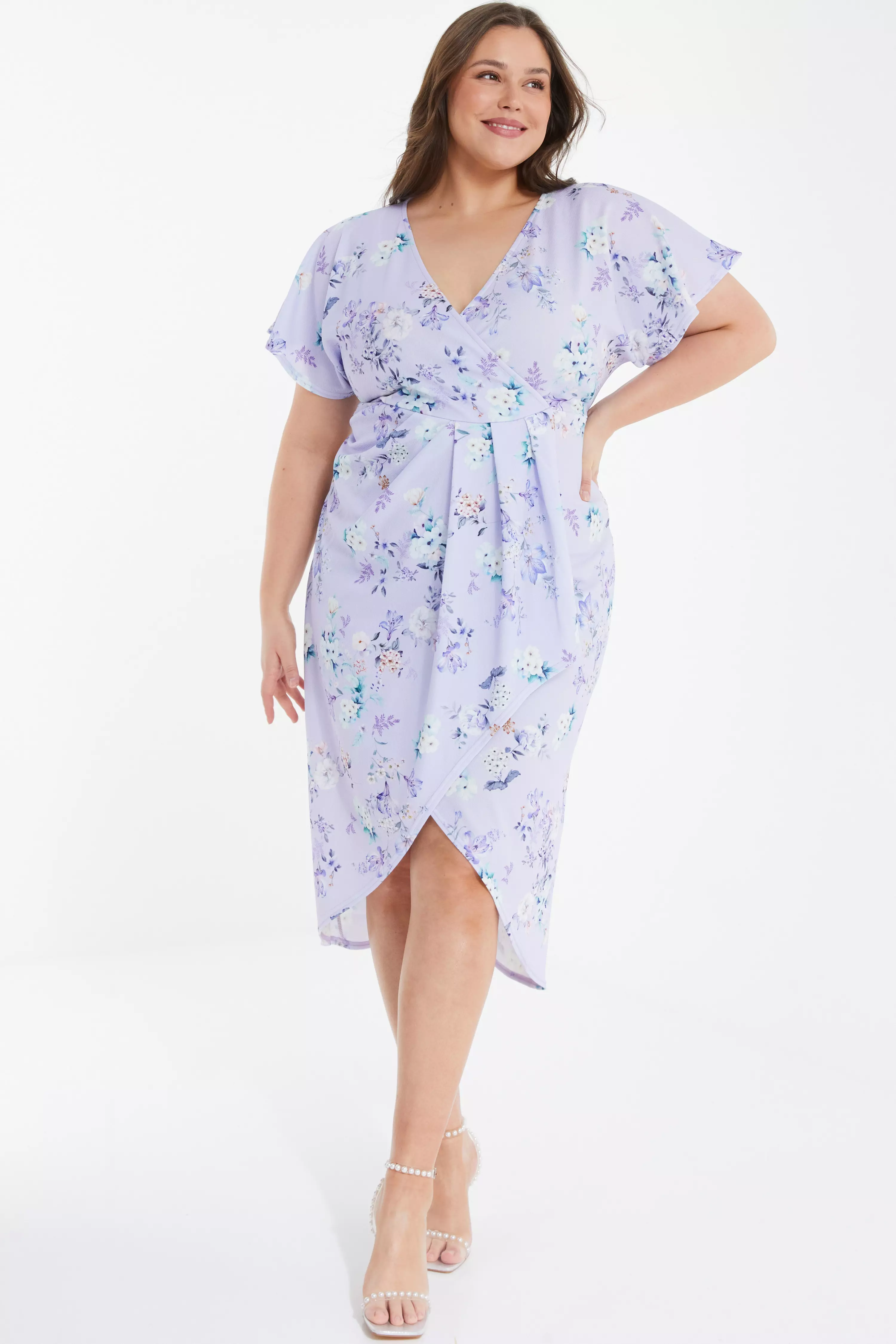 Quiz curve floral wrap 2024 dress