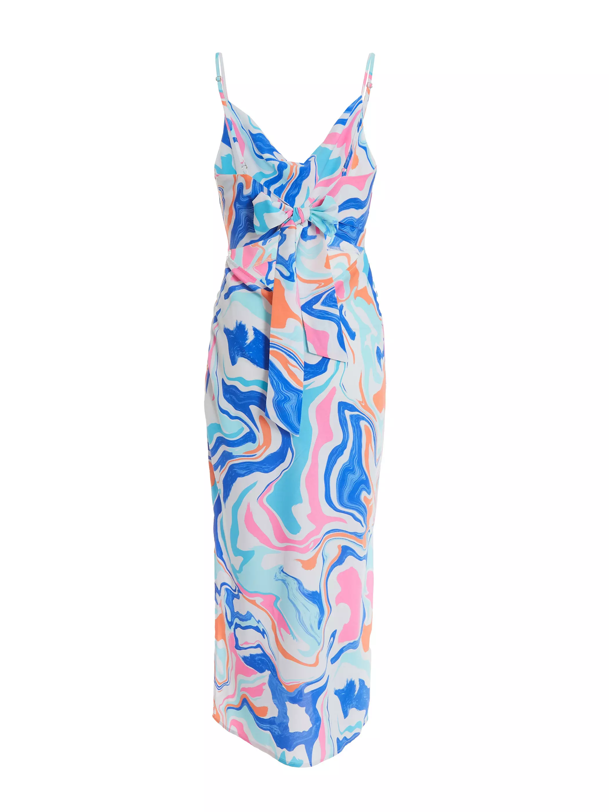 Petite Multicolored Marble Print Midaxi Dress