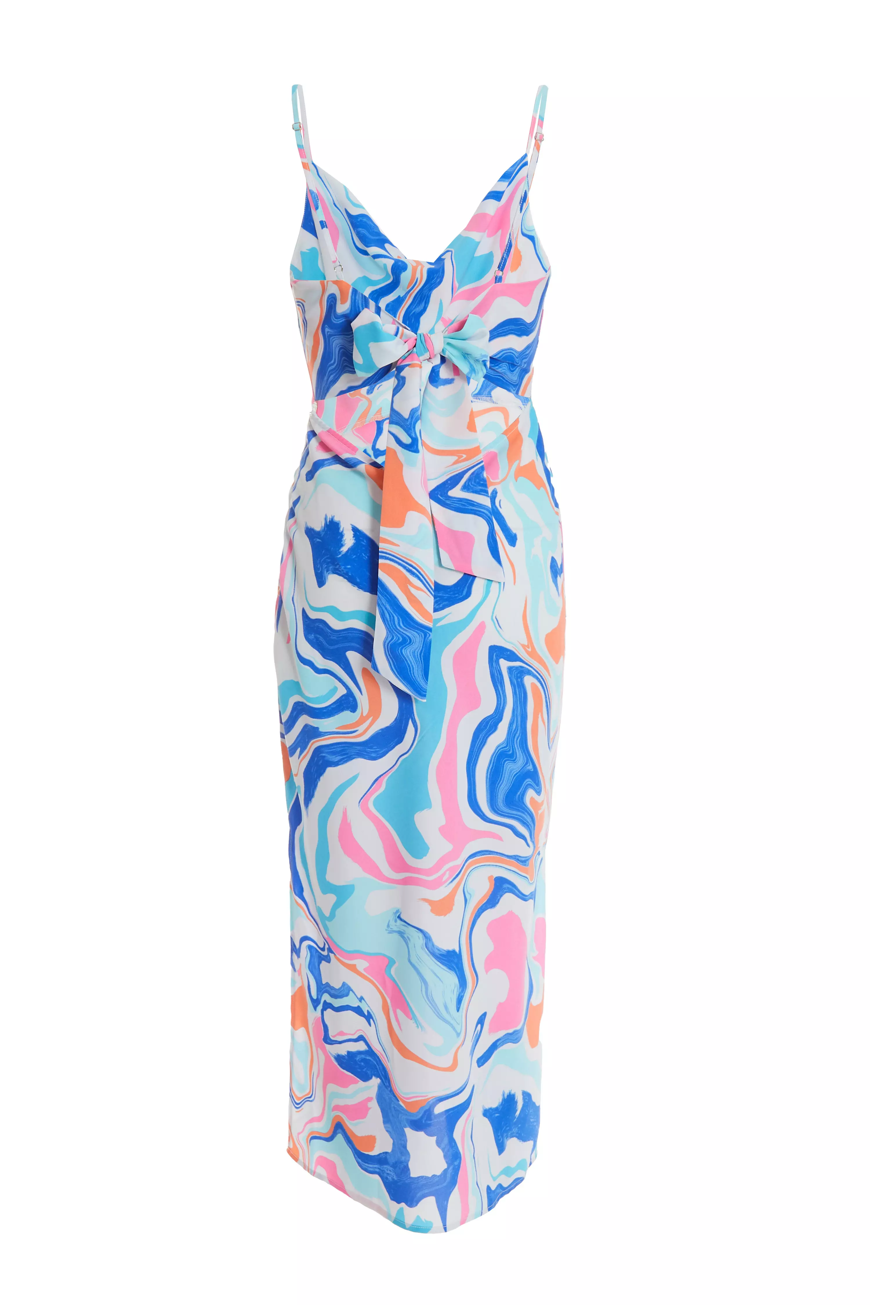 Multicoloured Marble Print Midaxi Dress