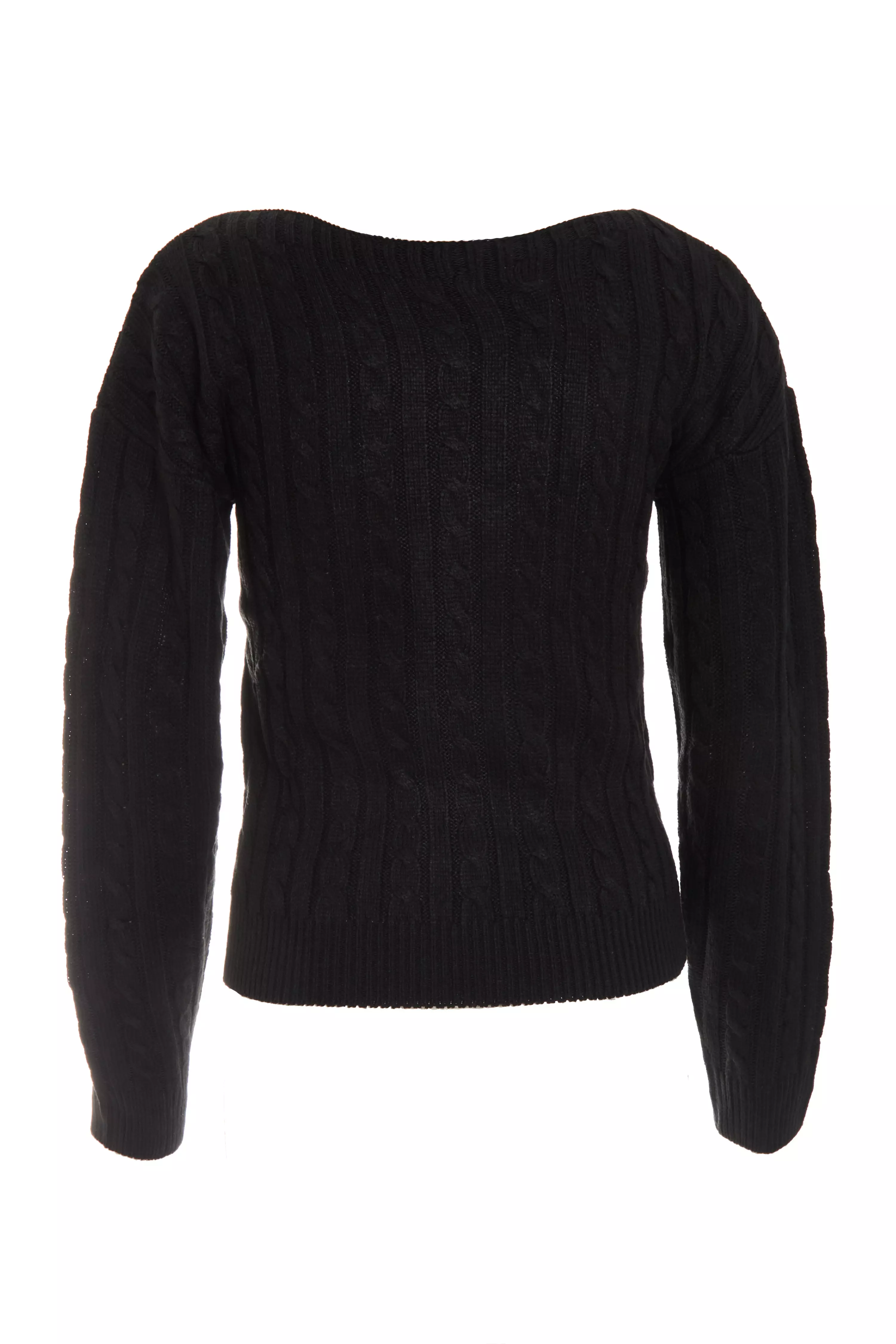 Black Cable Knit Crop Jumper 