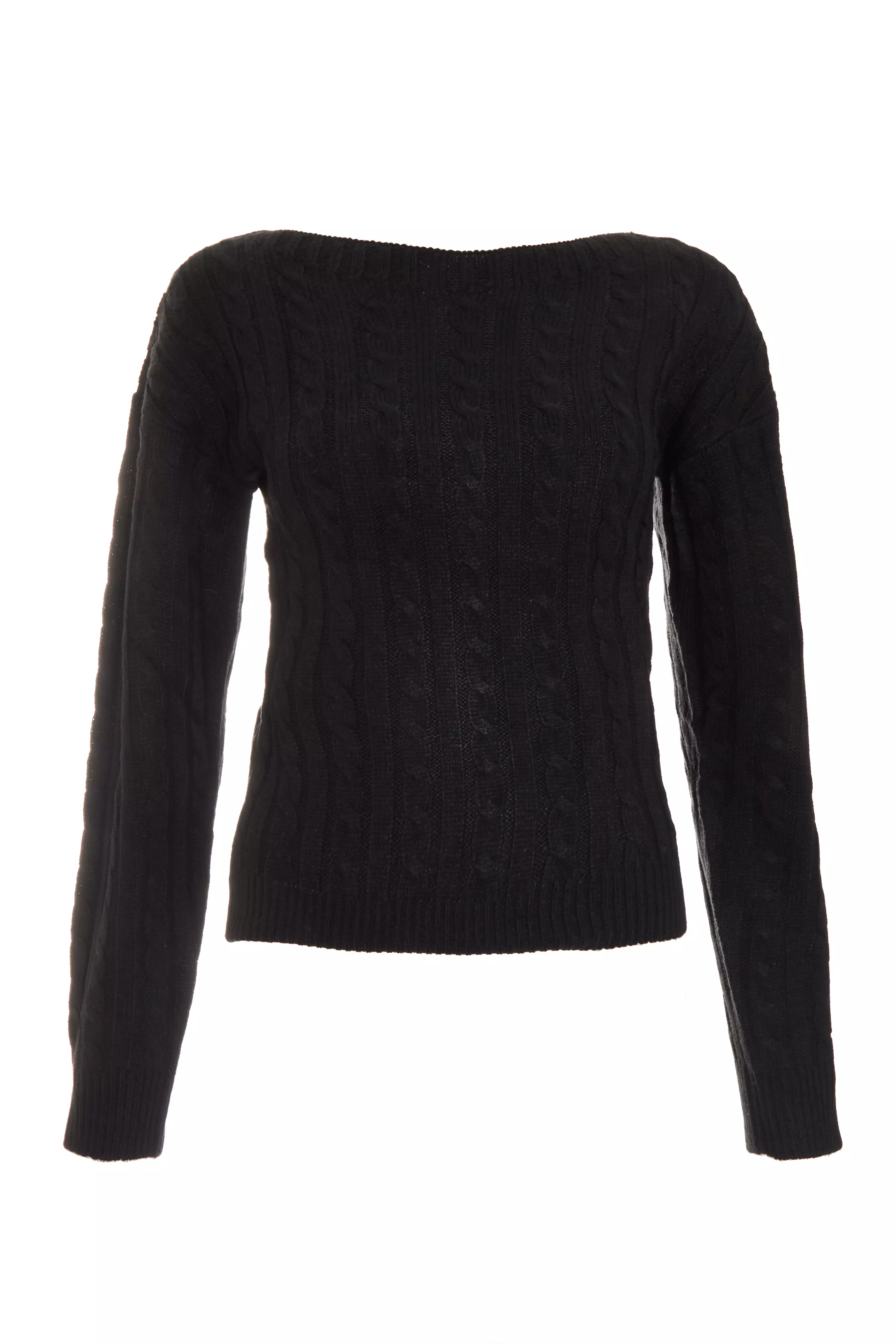 Black Cable Knit Crop Jumper