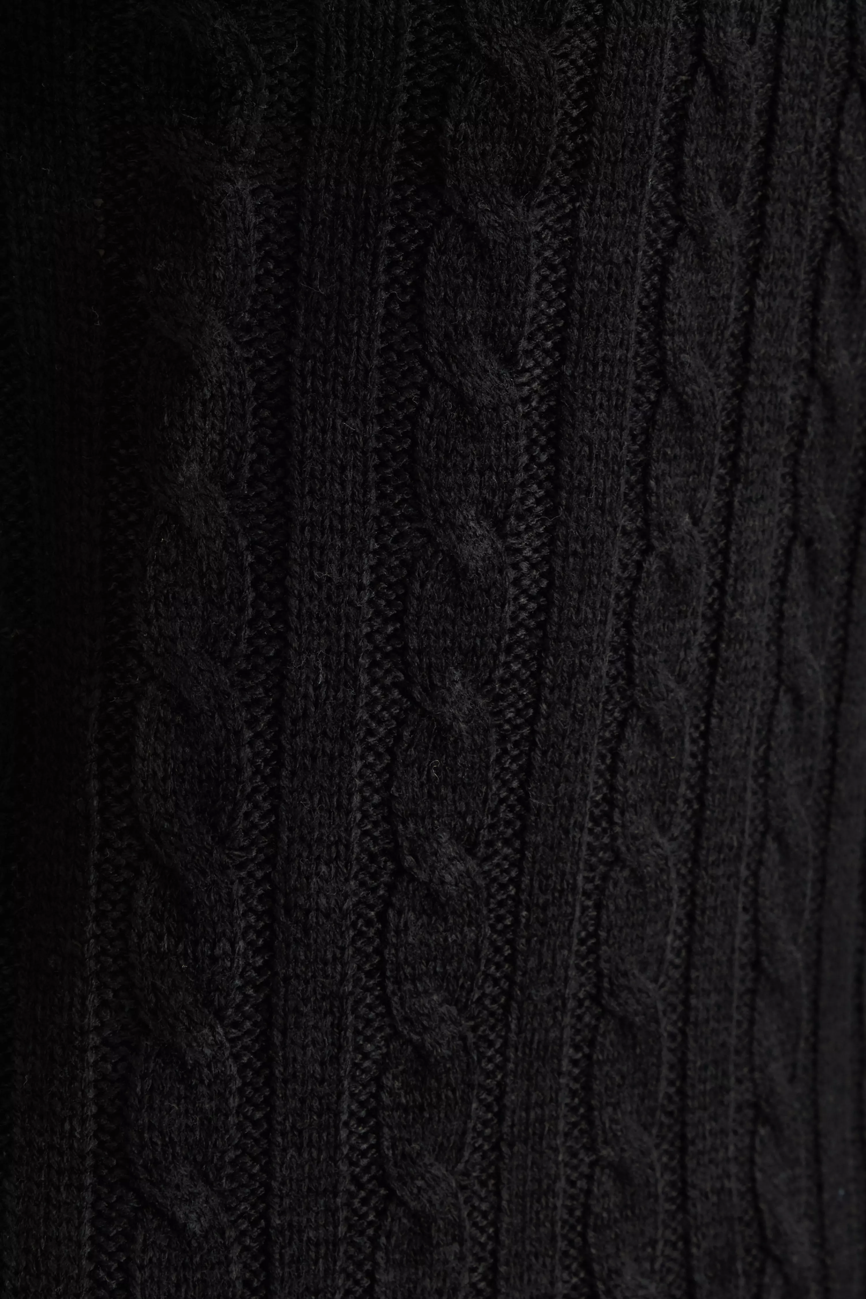 Black Cable Knit Crop Jumper 