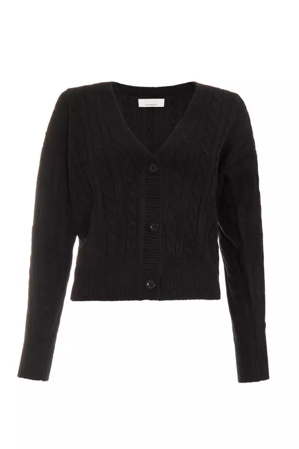 Black Cable Knit Cardigan