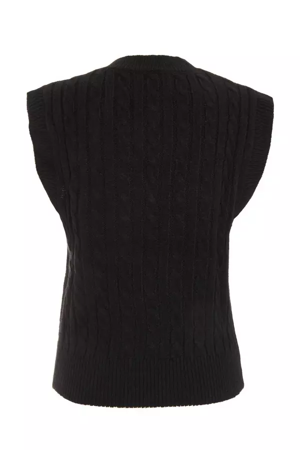 Black Cable Knit Tank Top
