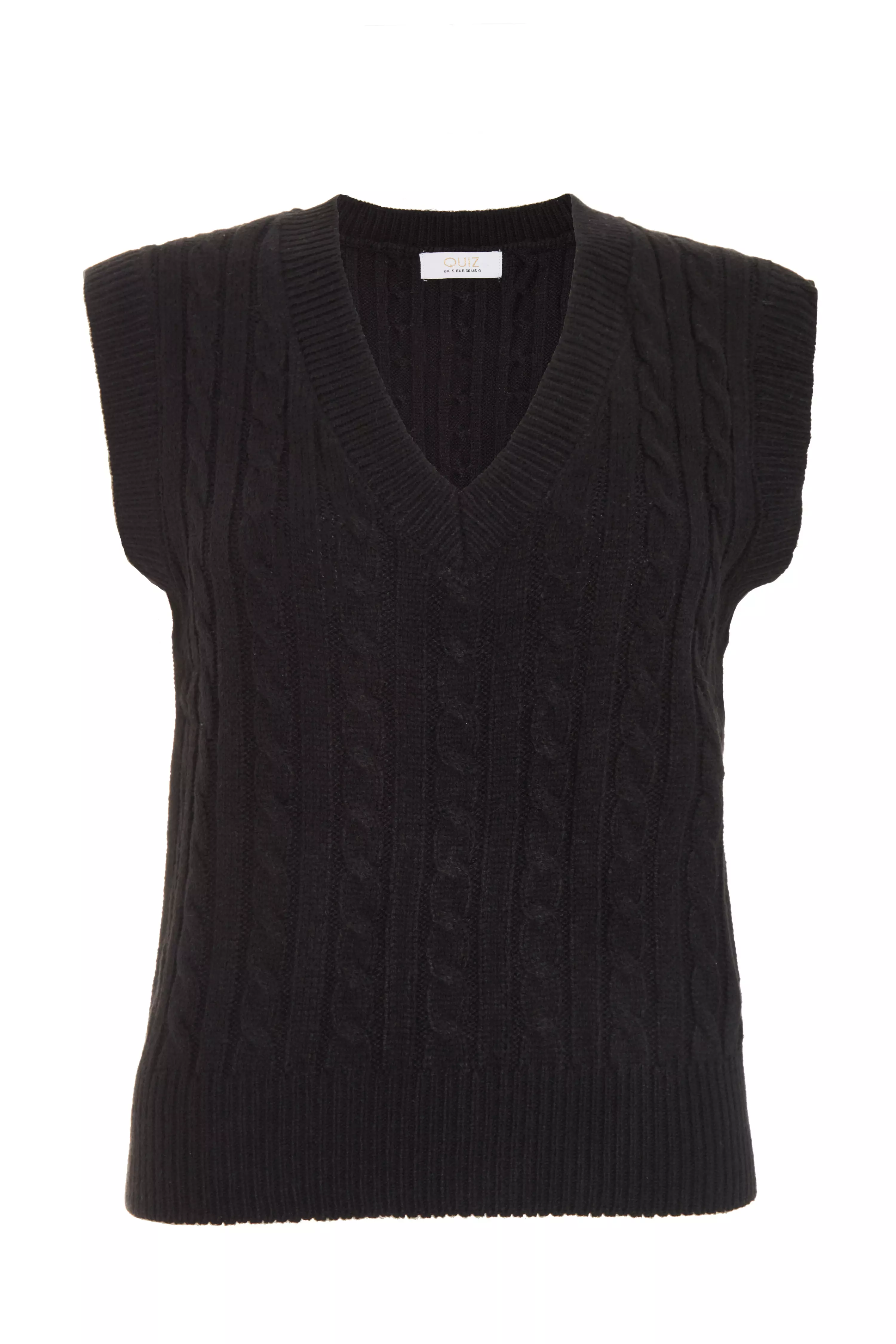 Black Cable Knit Tank Top