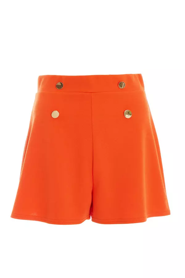 Orange Button Tailored Shorts