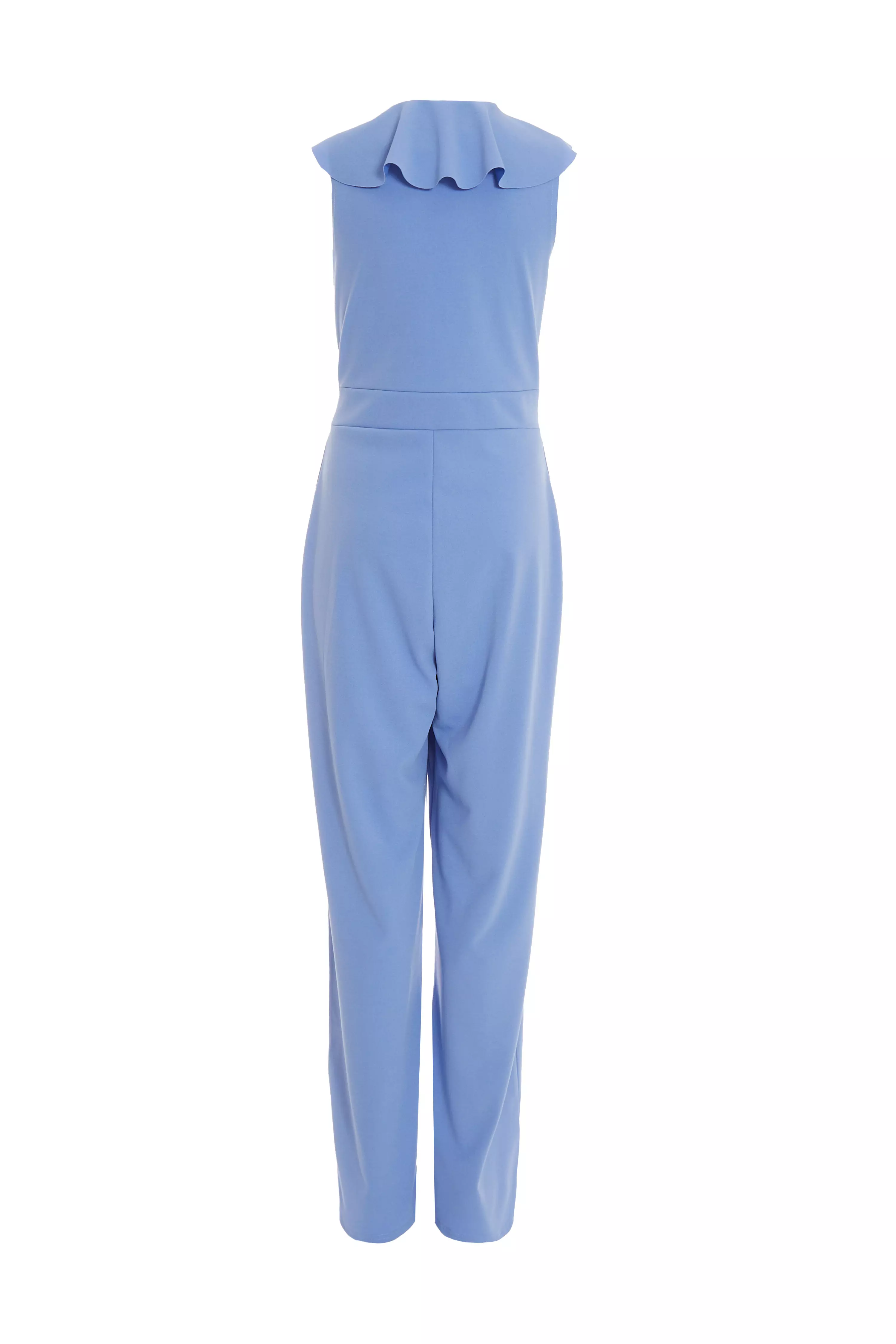 Pale Blue Frill Wrap Palazzo Jumpsuit