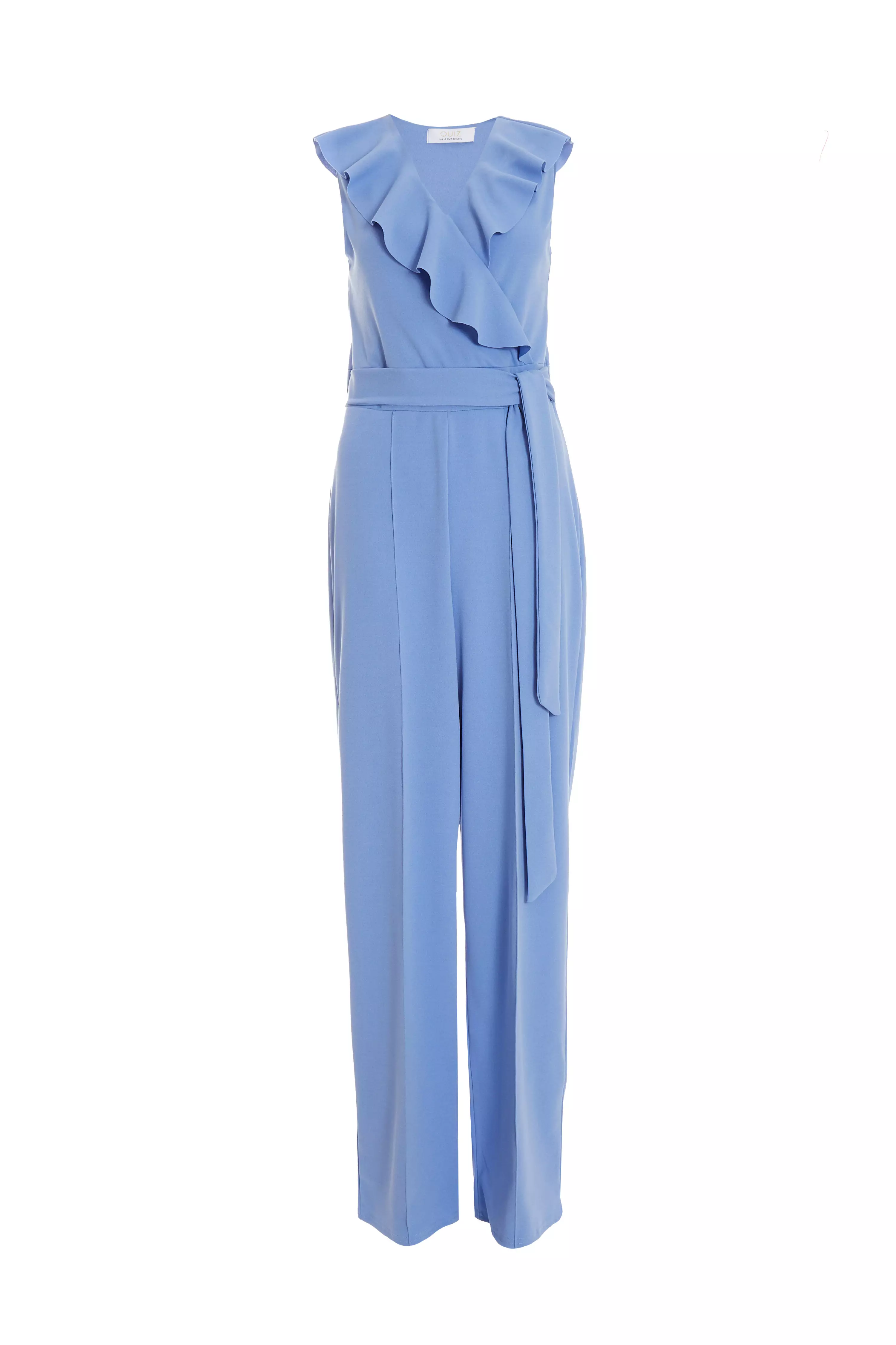 Pale Blue Frill Wrap Palazzo Jumpsuit