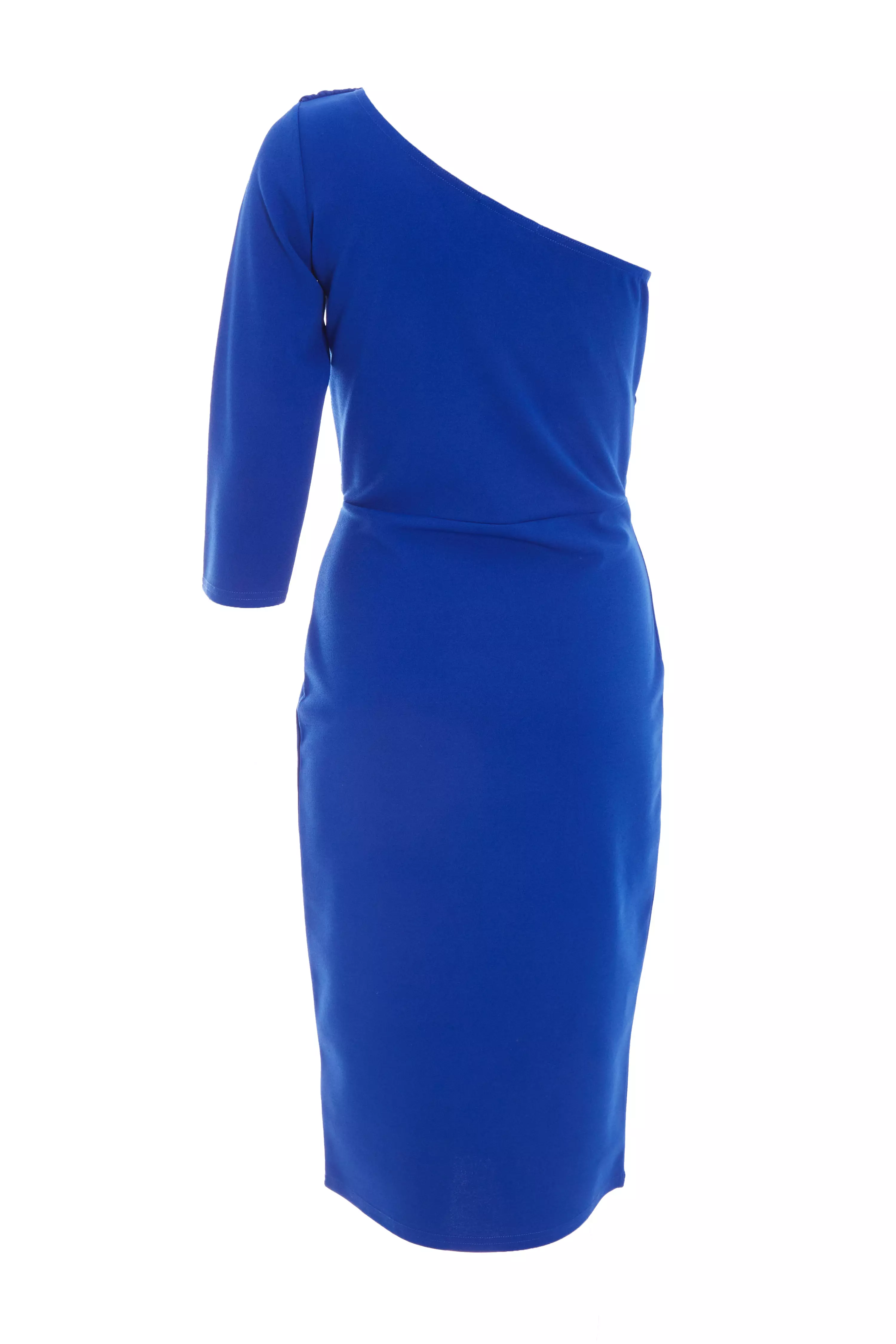 Royal Blue One Shoulder Bodycon Midi Dress
