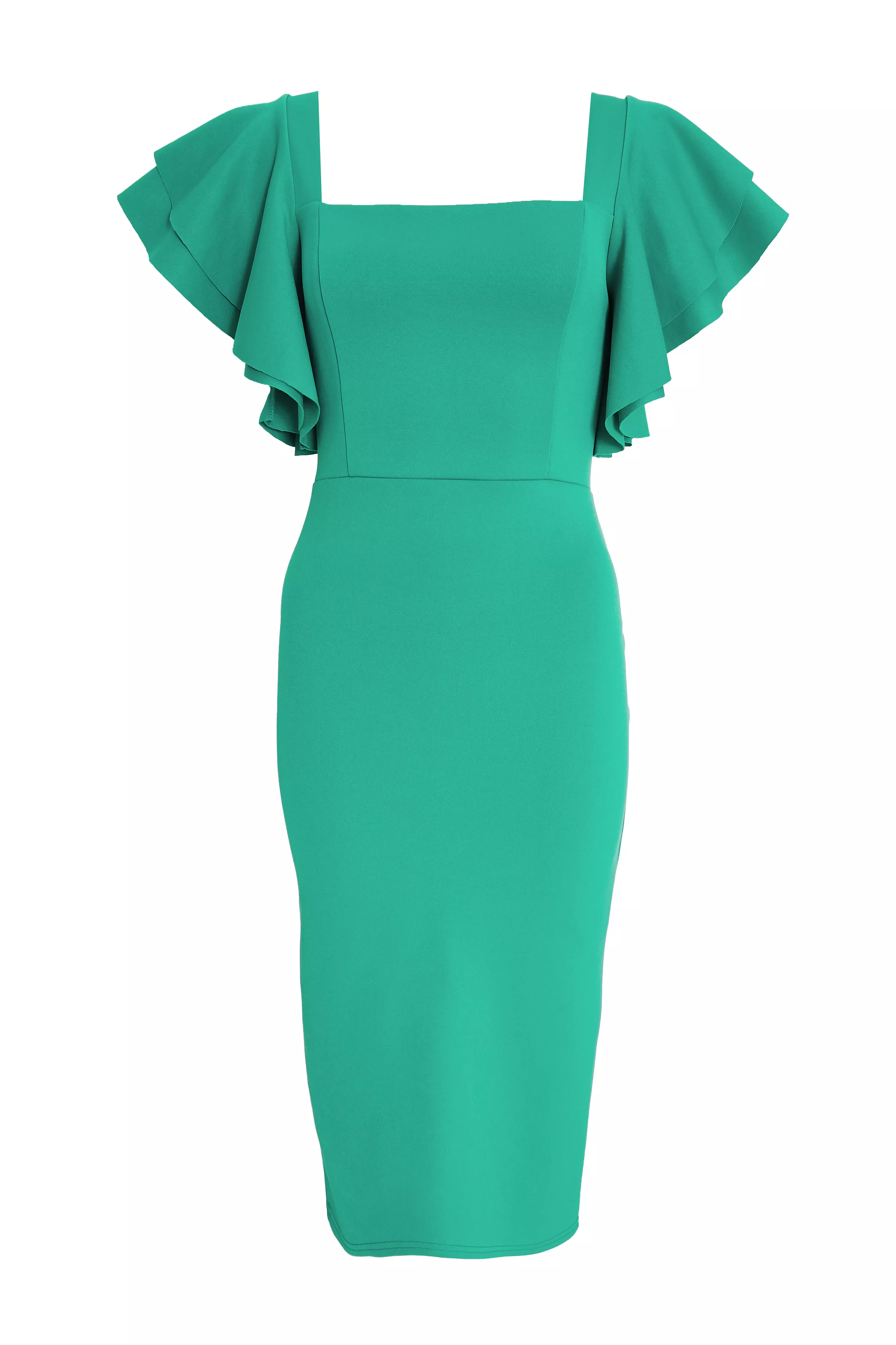 Green Frill Midi Dress