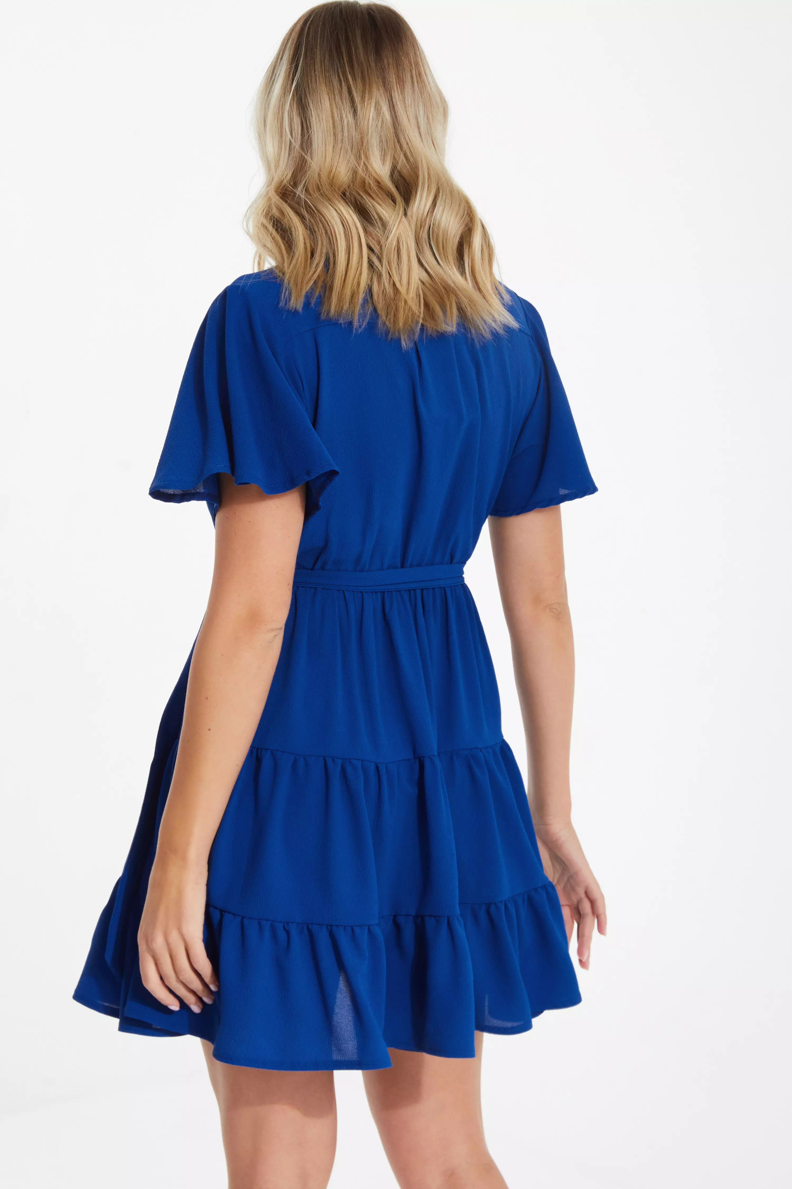 Royal Blue Wrap Skater Dress