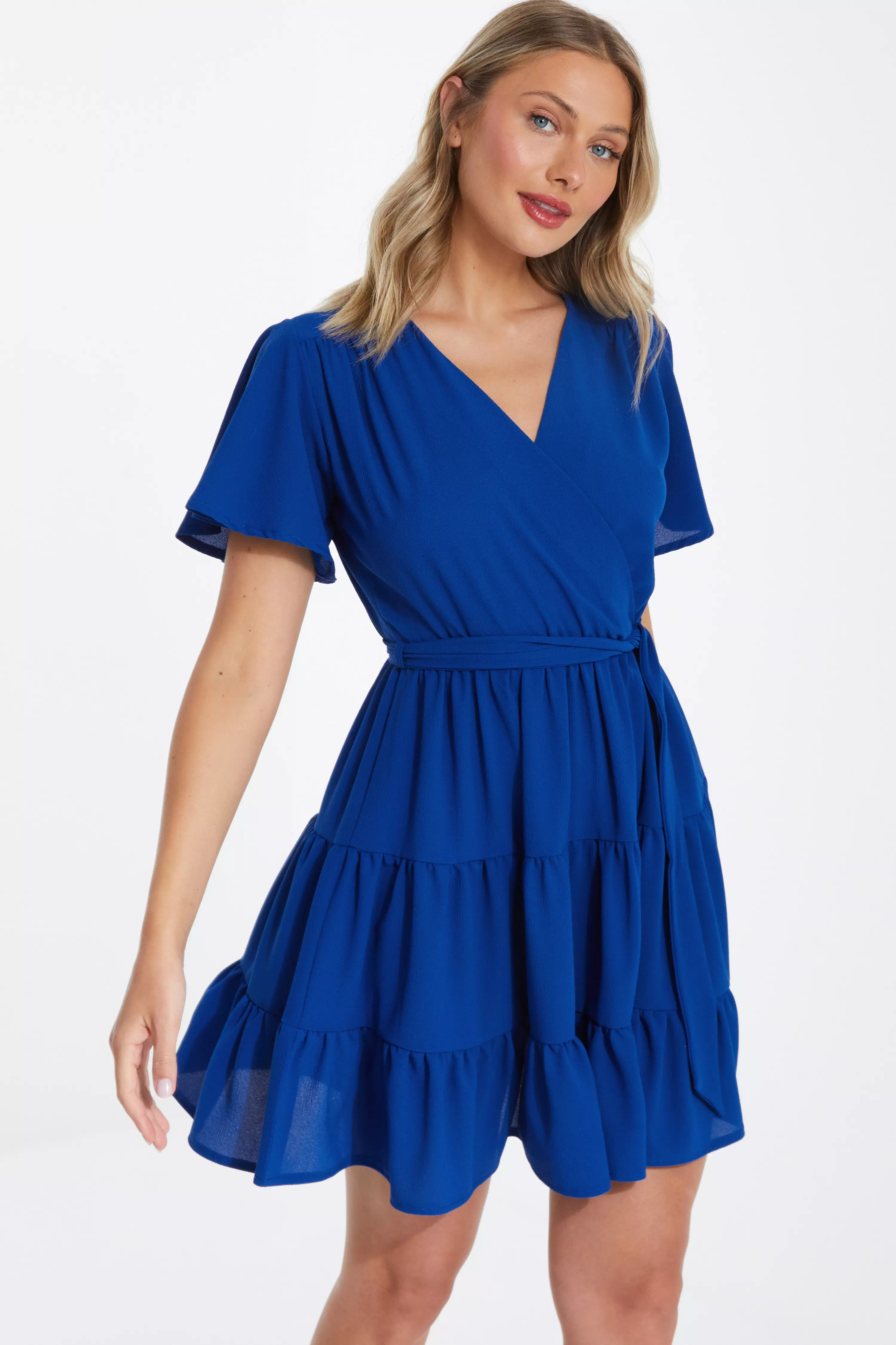 Royal Blue Wrap Skater Dress