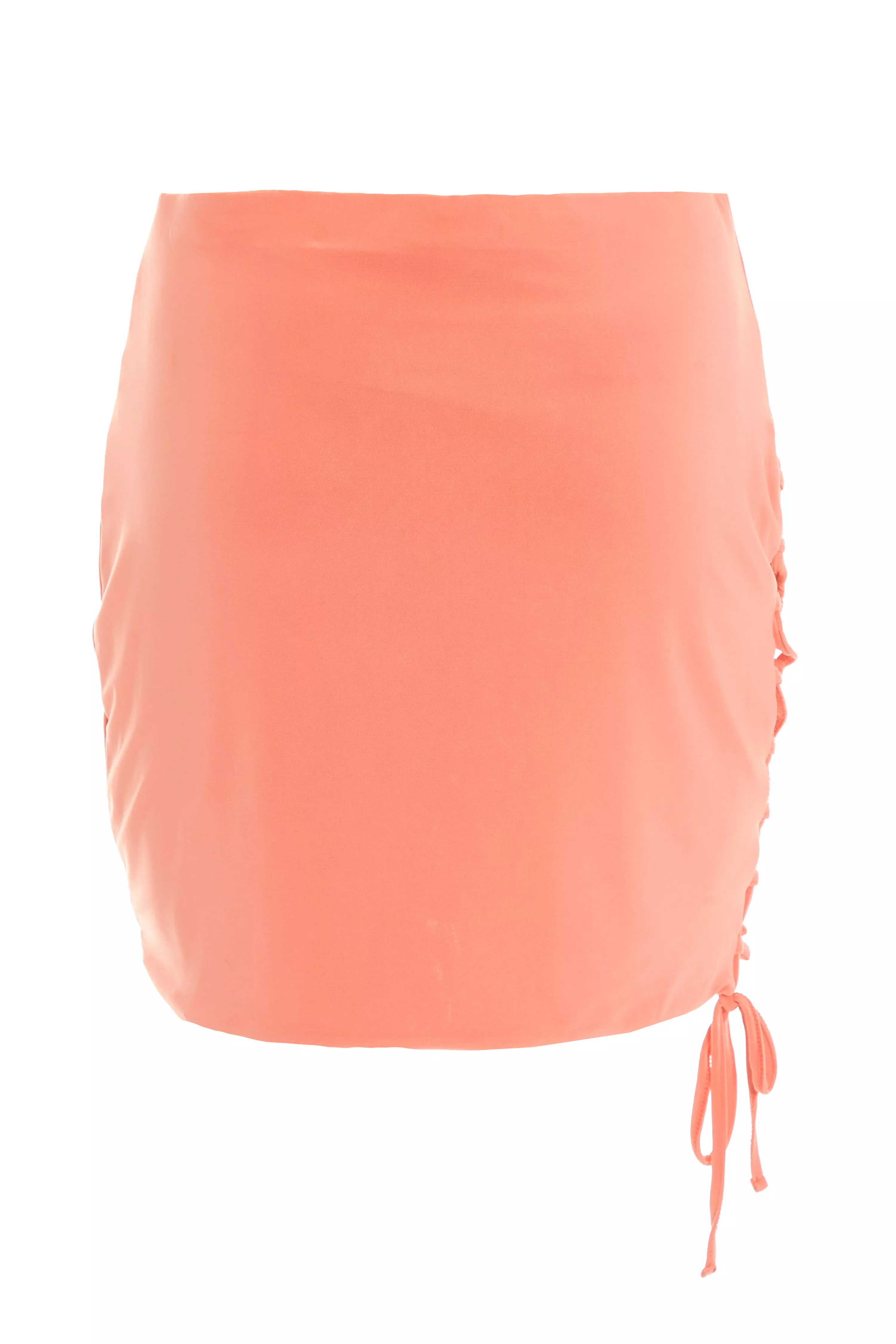 Coral Lace Up Mini Skirt