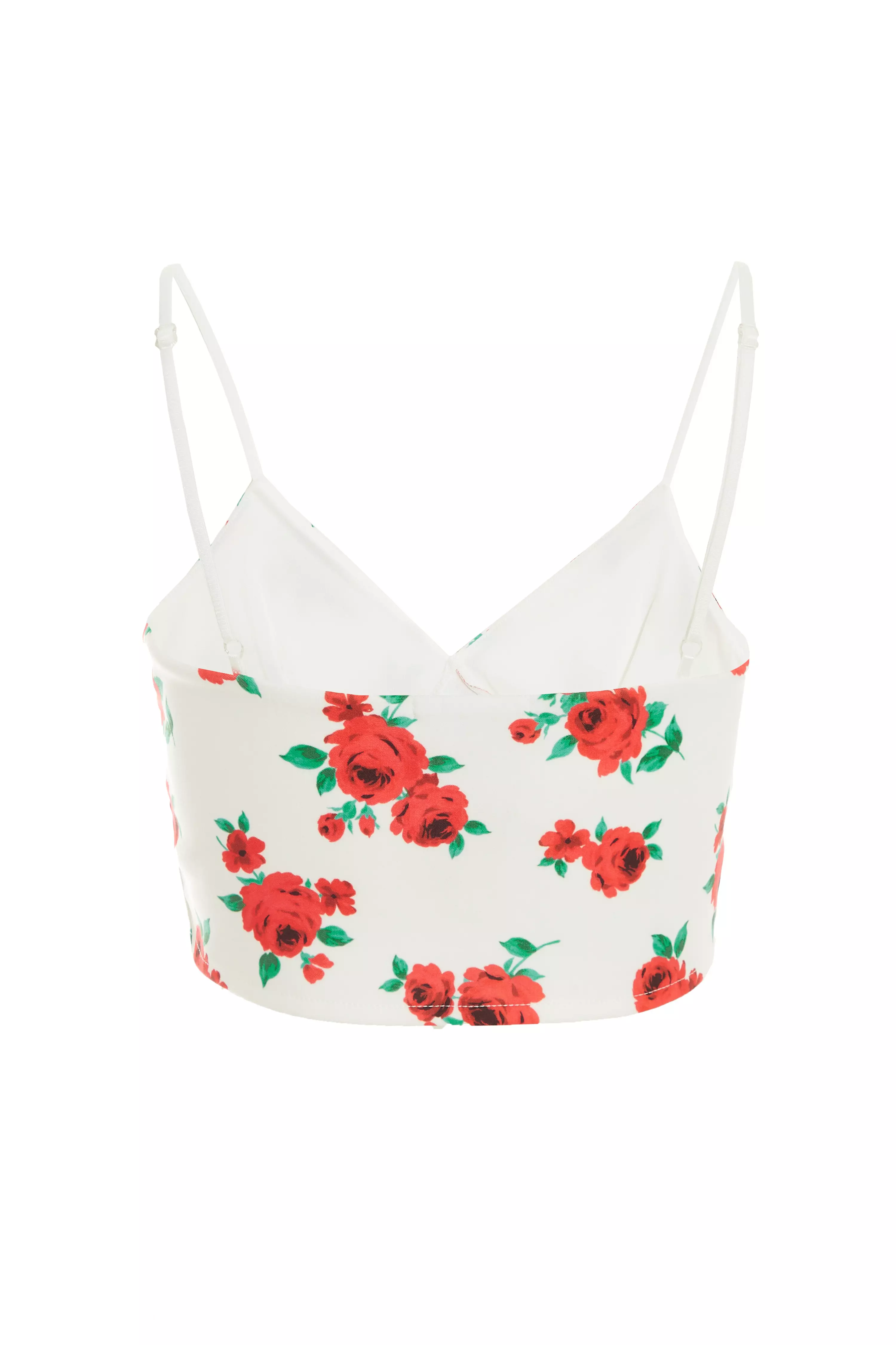 White Rose Print Crop Top