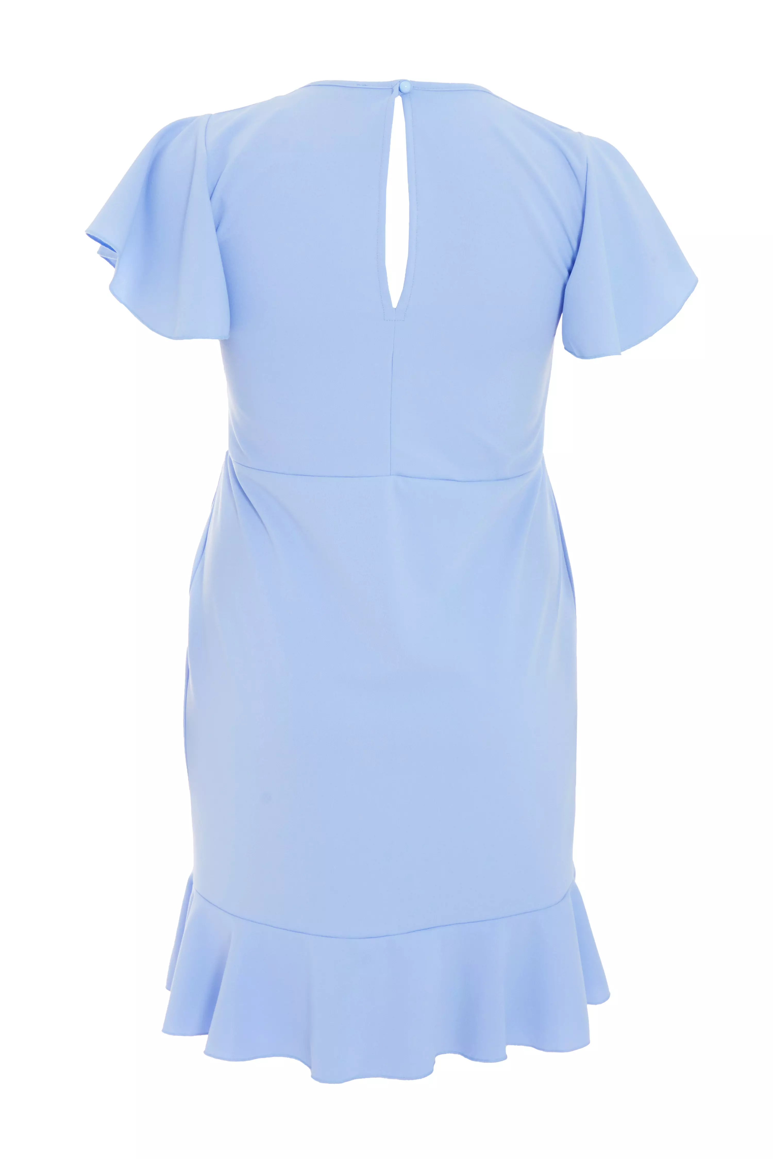 Curve Light Blue Frill Midi Dress