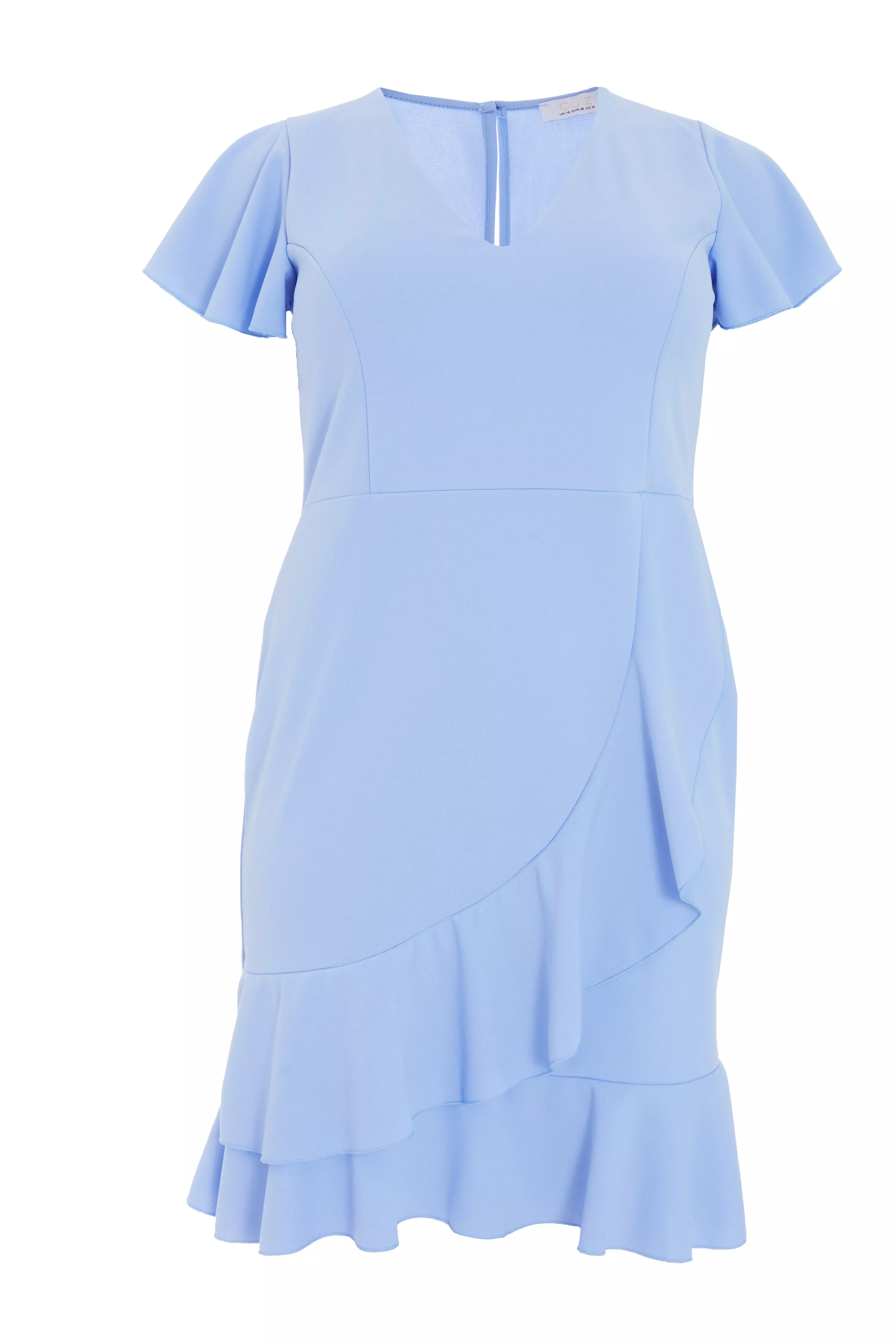 Curve Light Blue Frill Midi Dress