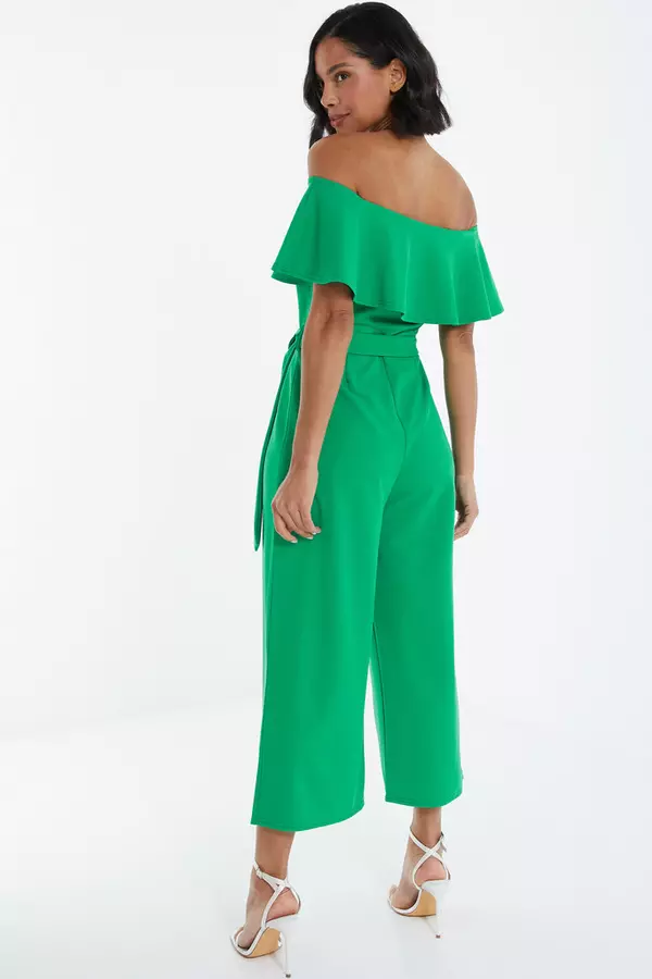Green Bardot Culotte Jumpsuit