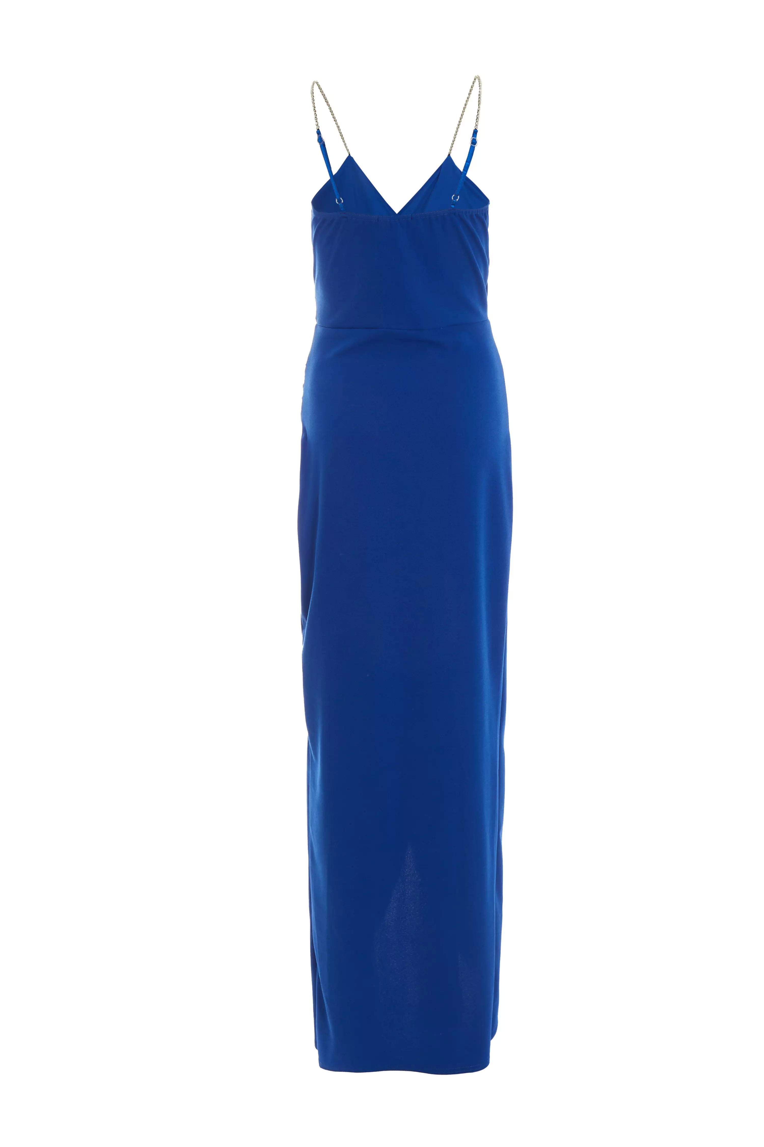 Royal Blue Diamante Wrap Maxi Dress