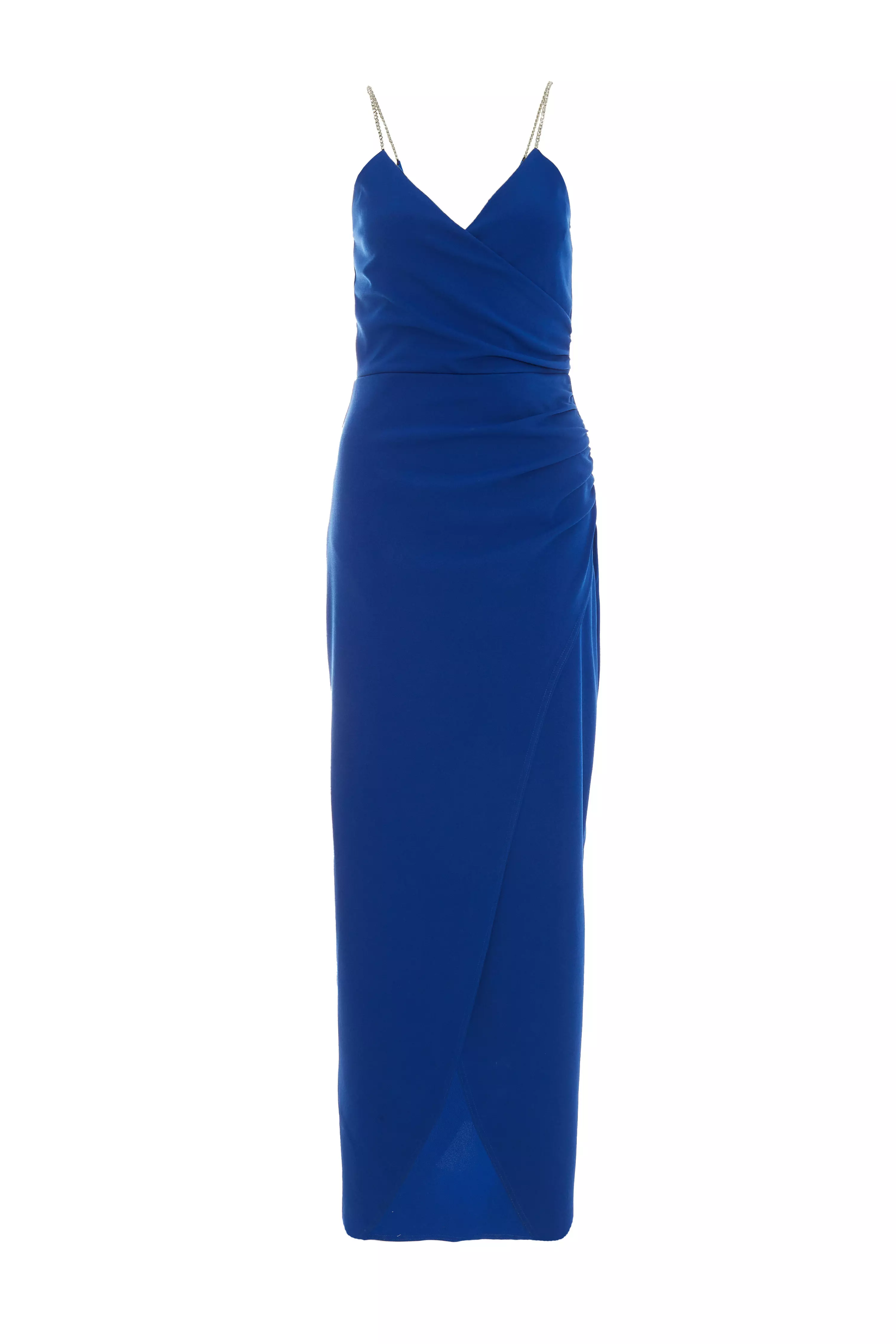 Royal Blue Diamante Wrap Maxi Dress