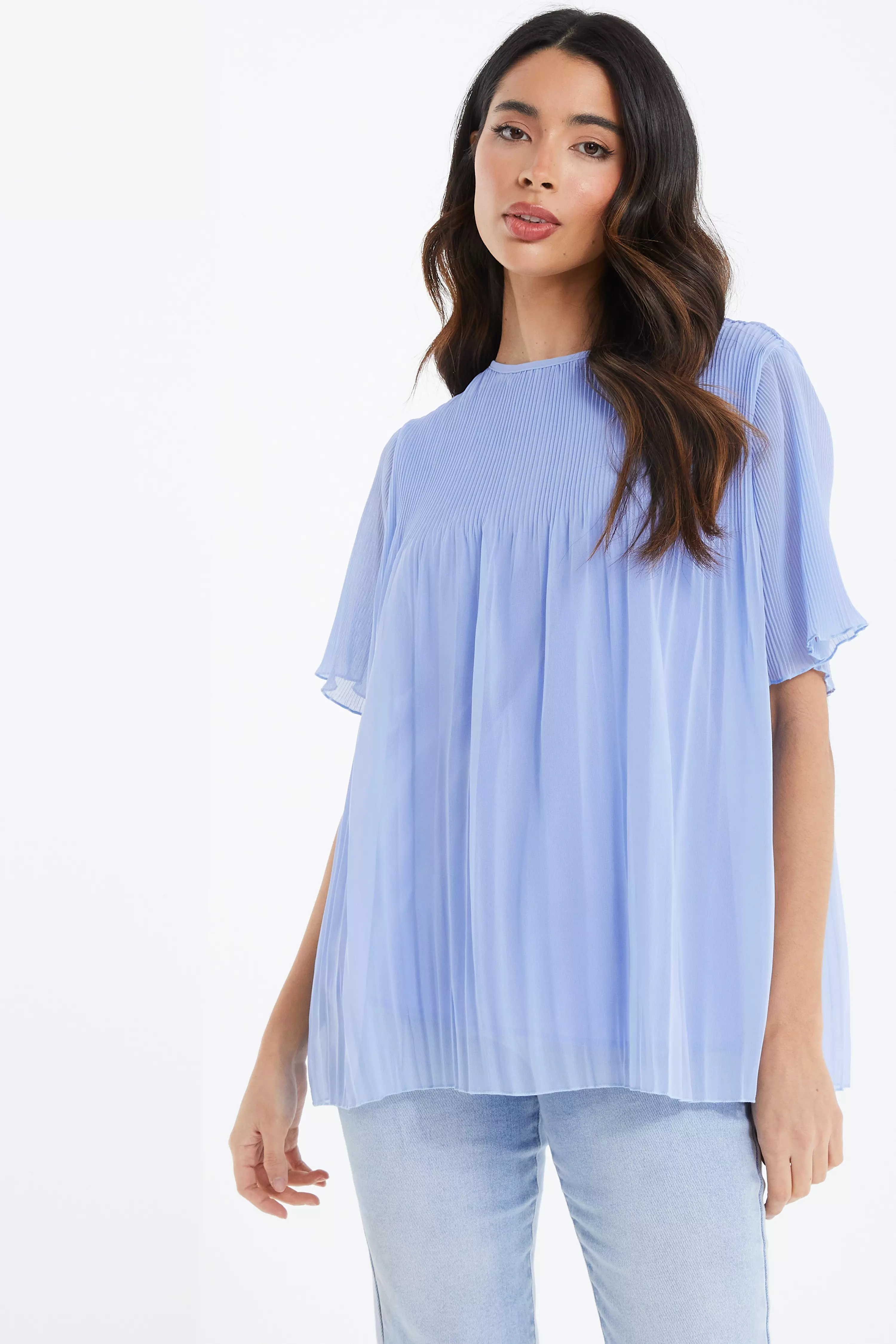 Light blue cheap chiffon top