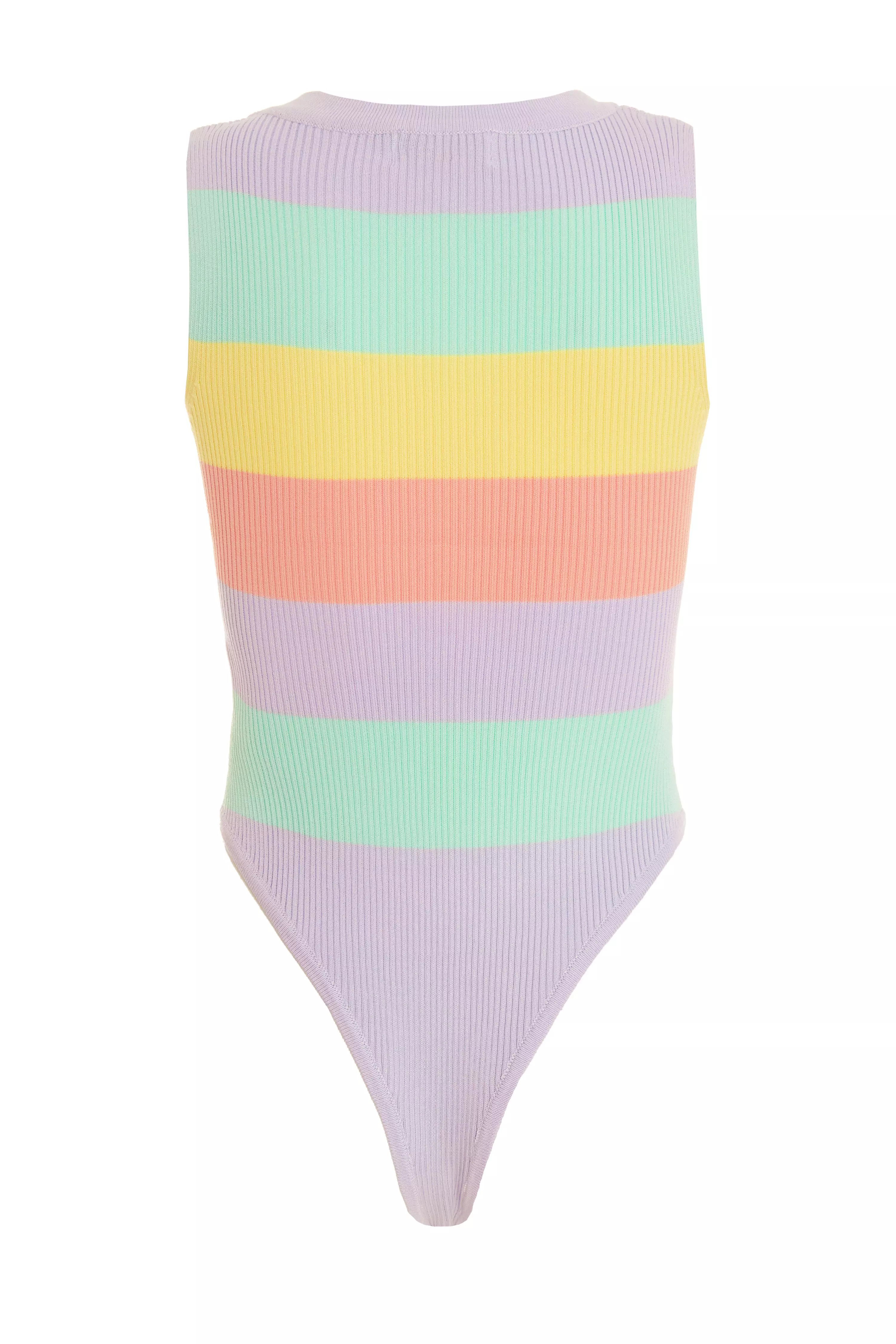 Multicoloured Stripe Knitted Bodysuit